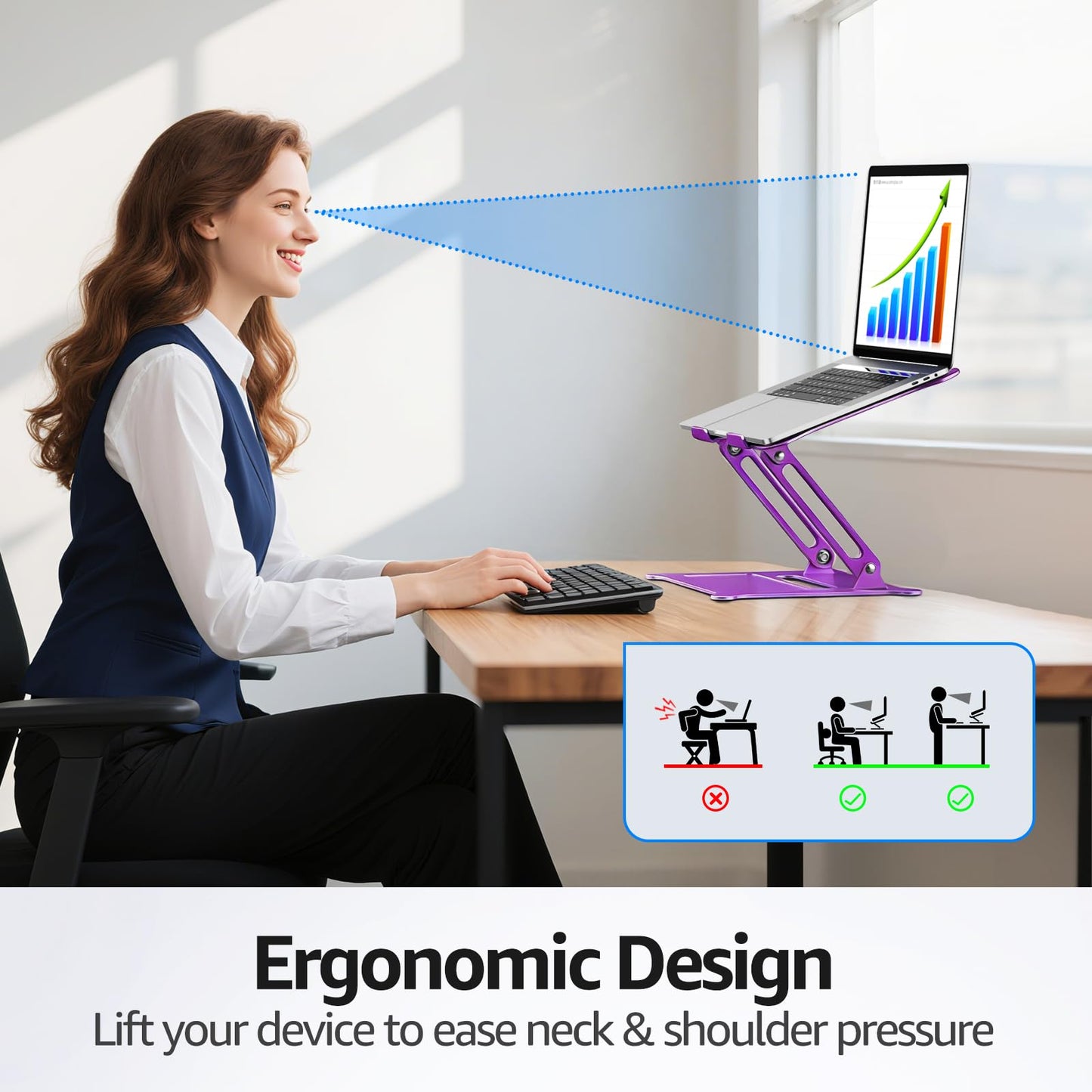 urmust Laptop Stand, Adjustable Laptop Stand for Desk, Purple