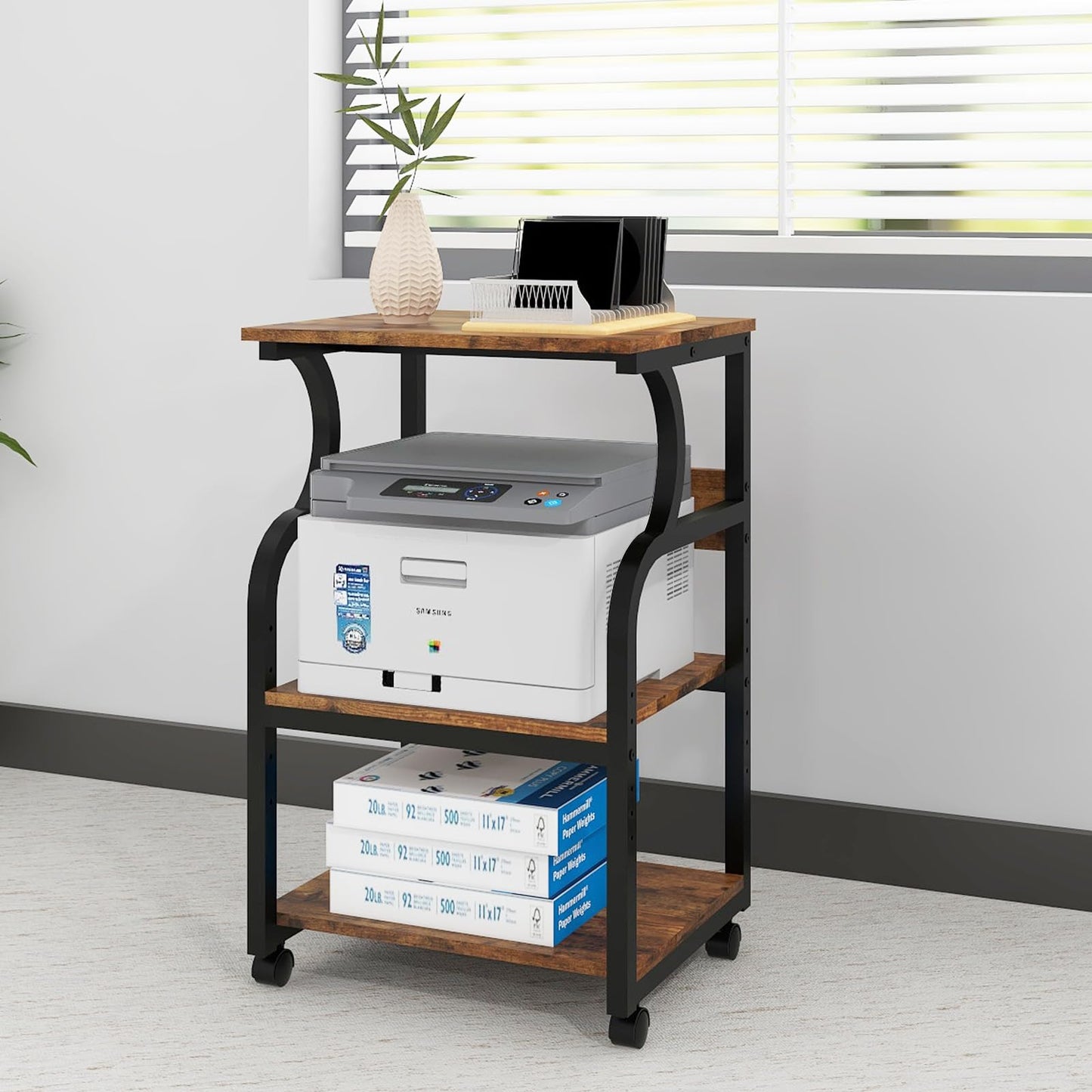 PUNCIA 50x40x73cm Large Printer Stand, Storage Unit with Adjustable Shelf