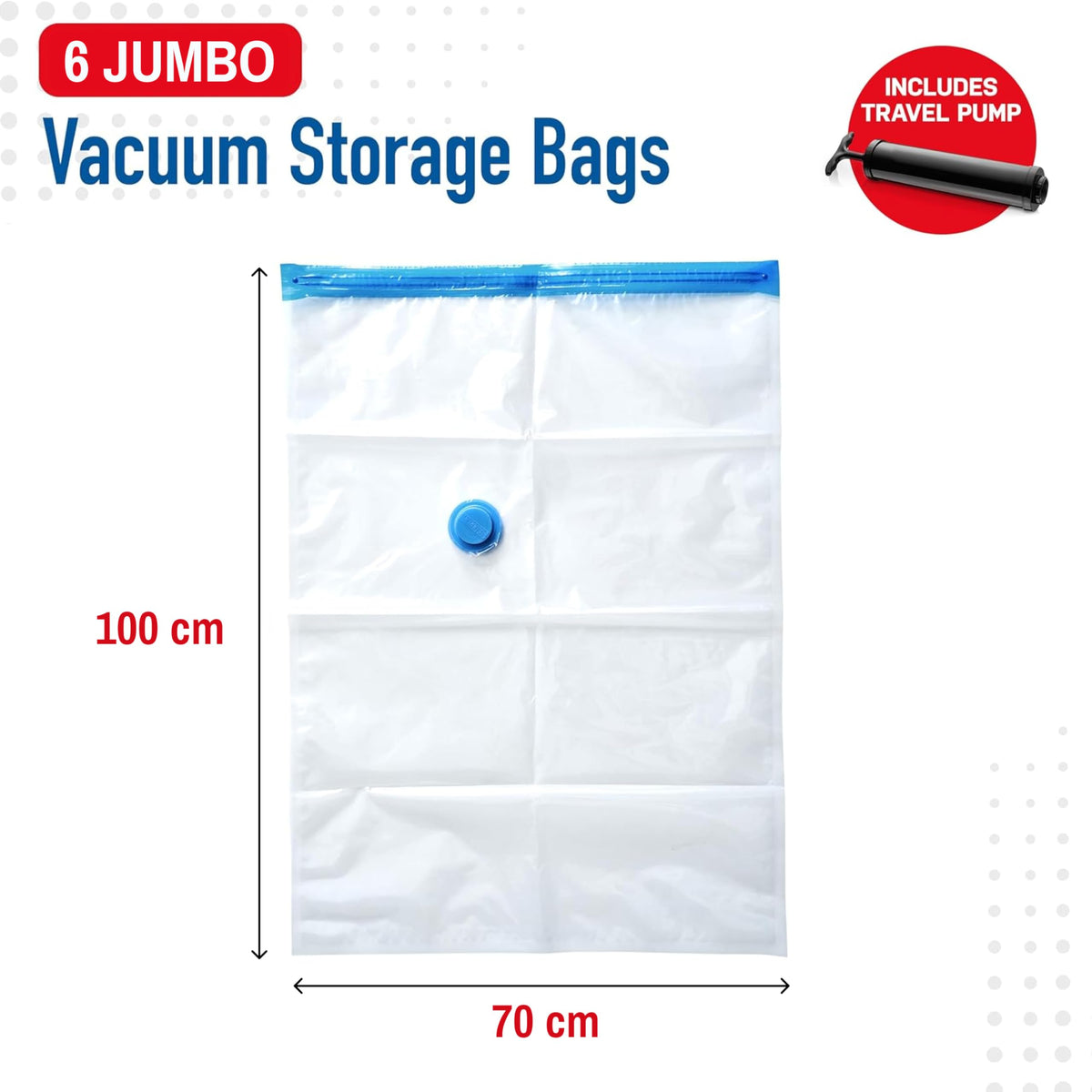Spacesaver Jumbo Vacuum Storage Bags for Clothes - 100 x 80 cm Vacuum Bags and Space Saver for Comforters and Blankets
