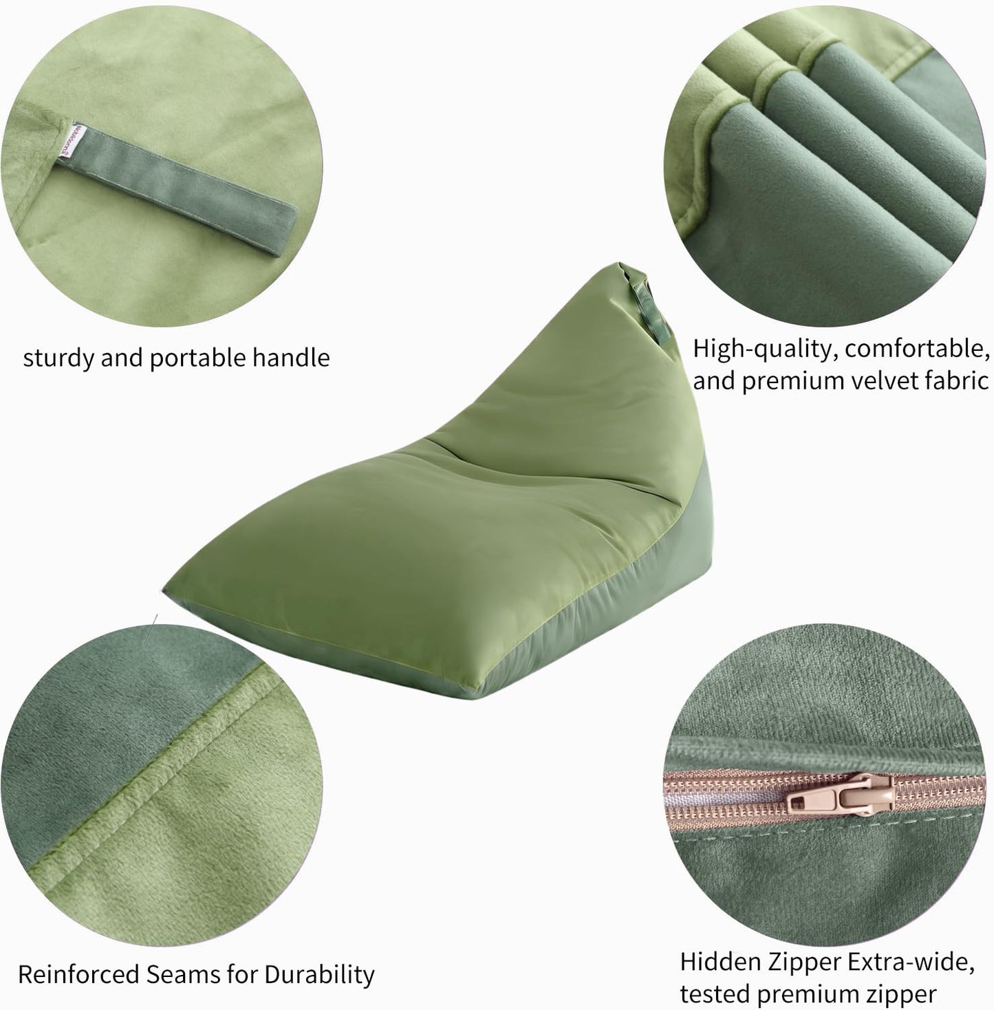 Nobildonna 4ft Bean Bag Chair Cover (No Filler) for Adults, 400L Extra Large Triangular Beanbag Chair Cover
