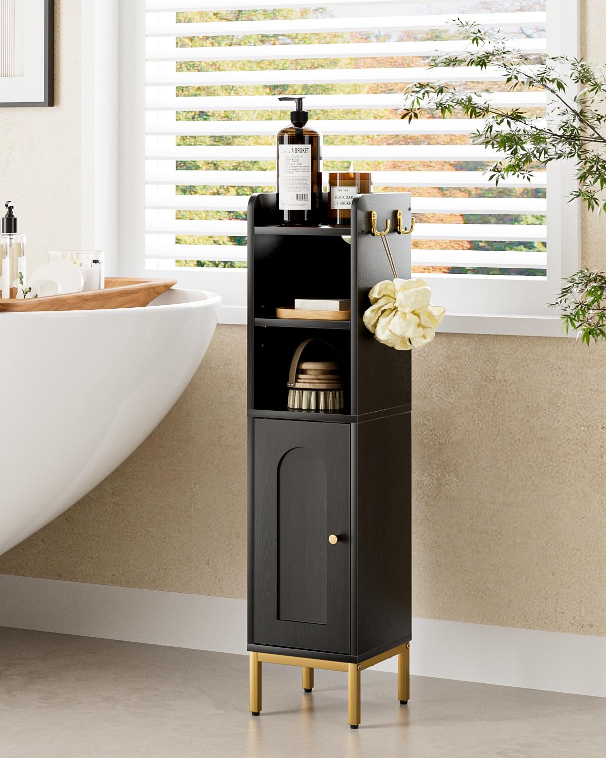 HEYZOEY Bathroom Cabinet, Freestanding Floor Cabinet, Tall Storage Cabinet Unit with Door, Slim Bathroom Storage for Bathroom, Kitchen, Living Room,