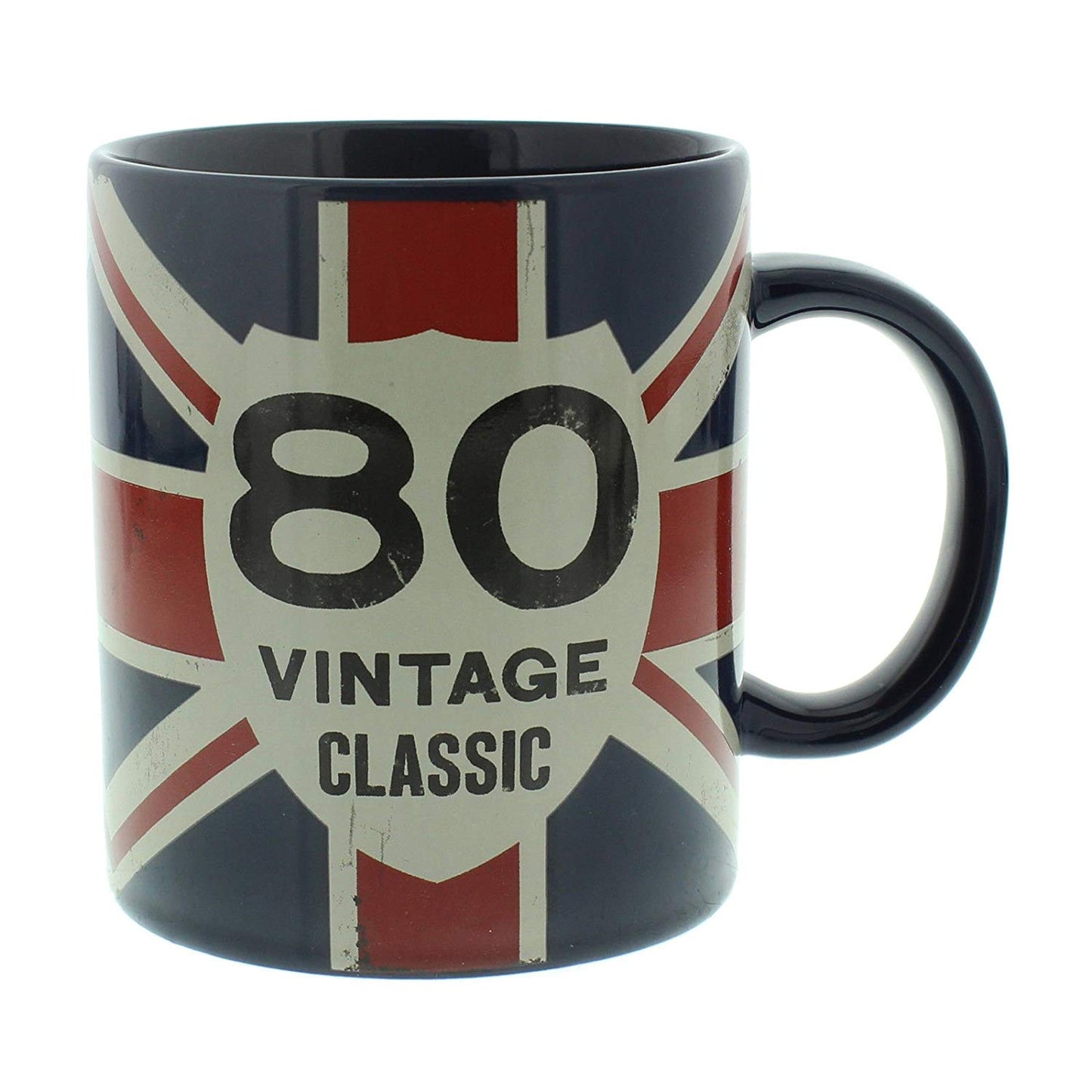 80th Birthday Gift - Union Jack Mug Vintage Style