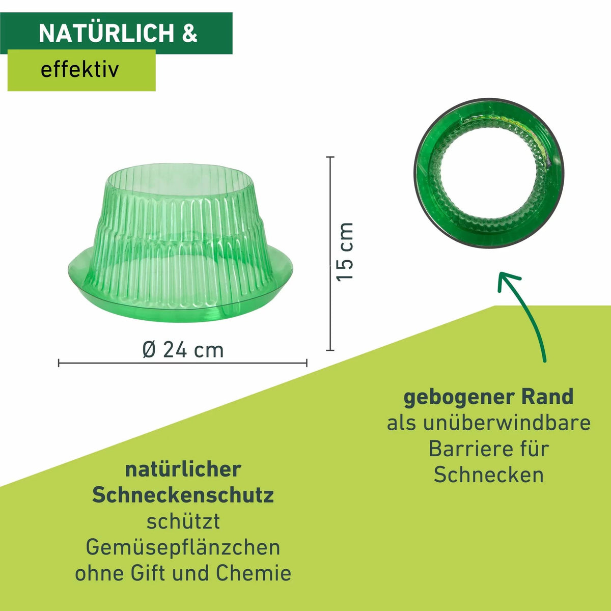 Windhager snail protection ring, snail defence, pack of 6, diameter 23 cm, green, to ward off snails, protects plants from animal bites.