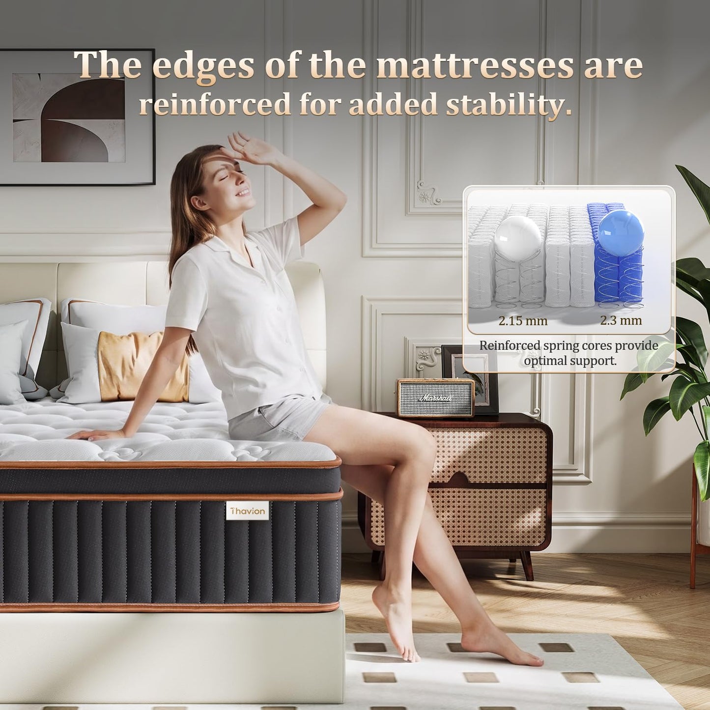 Thavion Single mattress, 3FT Single hybrid memory foam mattress,9-zone design with pocket springs and orthopaedic support