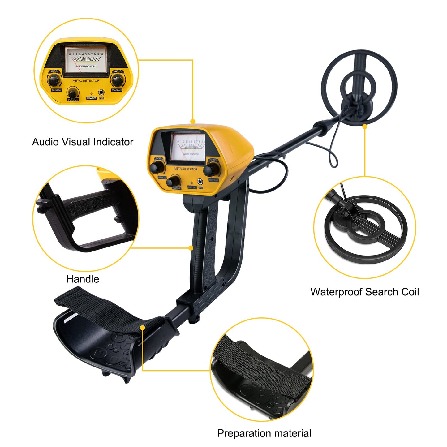 Voilamart Metal Detector Waterproof for Adults and Kids, Bounty Hunter Gold Digger Metal Detector with High Accuracy Adjustable Pointer Display, for
