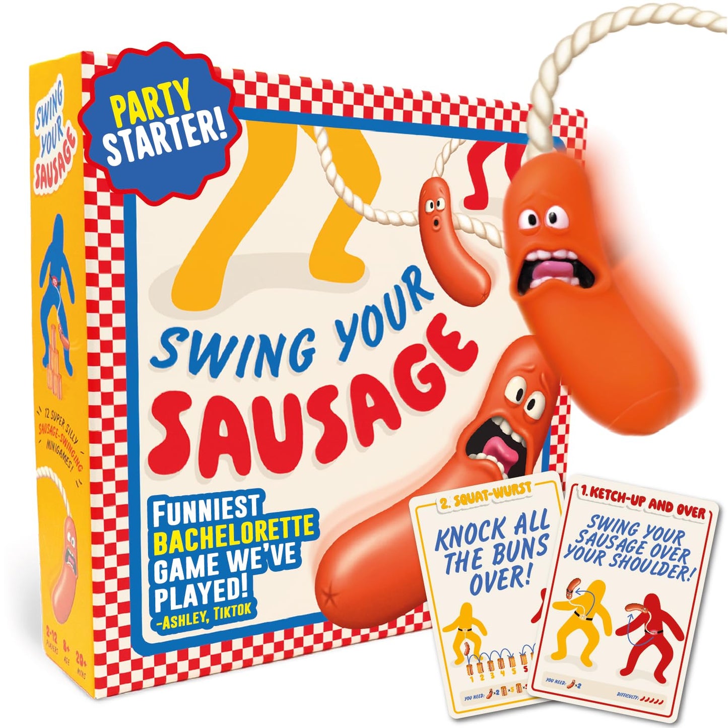 Swing Your Sausage - Fun Adult Party Games for Groups - Board Games for Adults and Kids - Indoor or Garden Games for Family Gatherings and Birthdays -