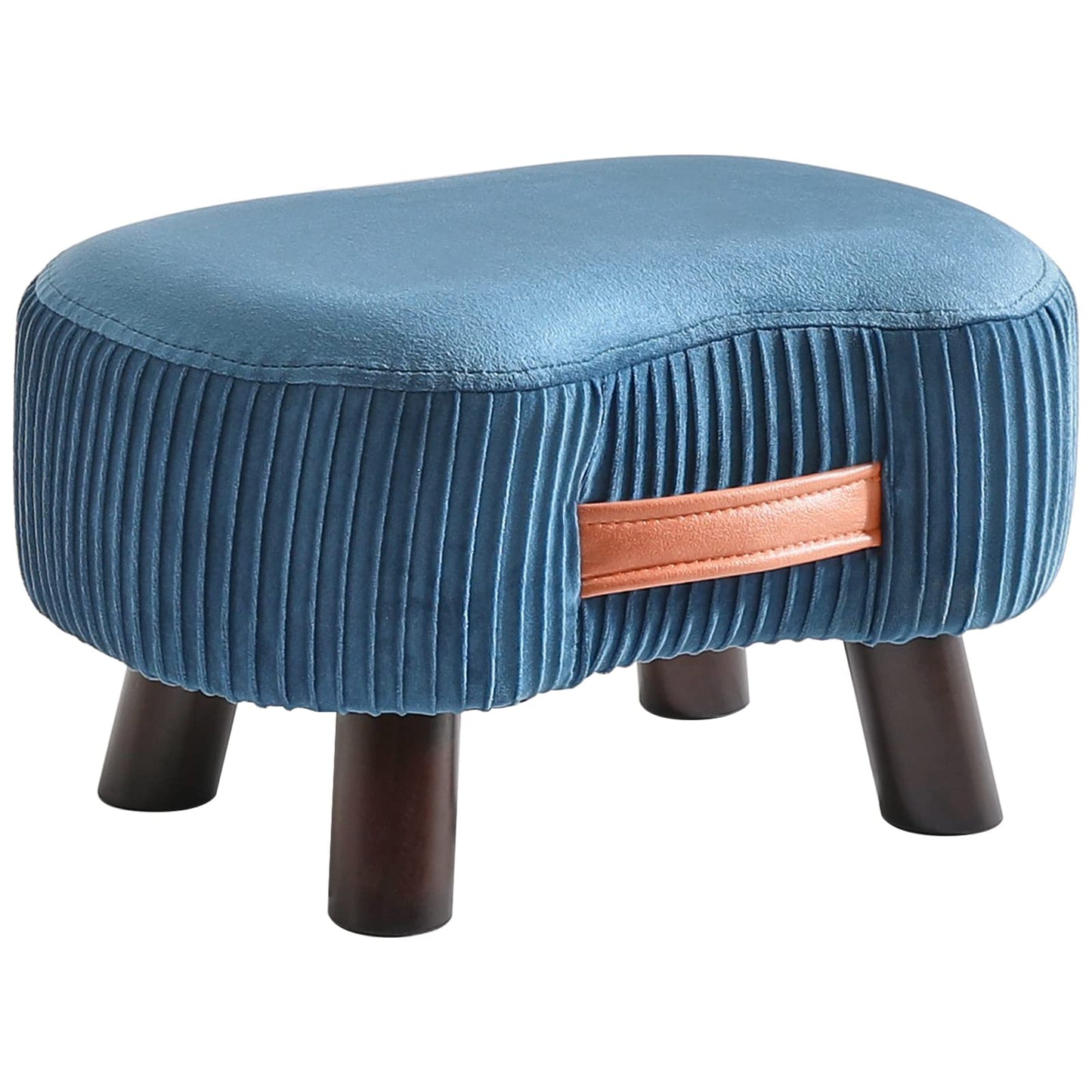 YMYNY Ottomans, Small Curved Footstool with Handle, Sofa Stool with Soft Seat Cushion, for Bedroom, Living Room, Hallway, 40 × 28 × 23CM