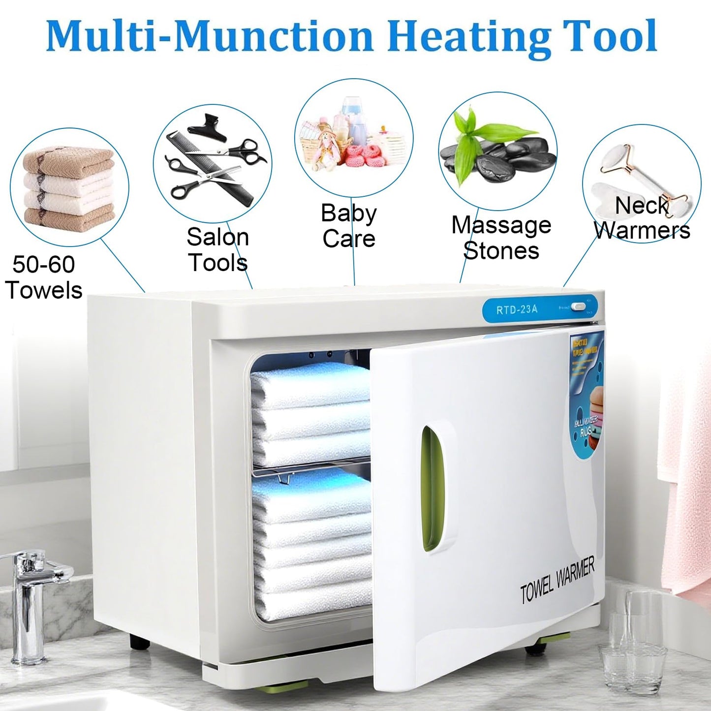 Hot Towel Cabinet, Hot Towel Warmer Cabinet with LED Temperature Display, Extra Large Capacity Heater for Spa, Massage, Salon, Home Use (White 23L)