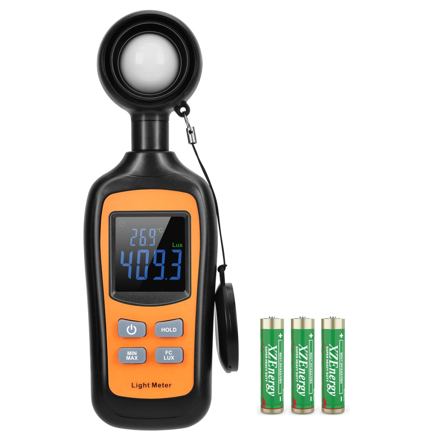 Digital Light Meter,V?Resourcing Handheld Illuminance Meter with Ambient Temperature Measurer,Range up to 200,000 Lux Luxmeter with 4 Digit Color LCD