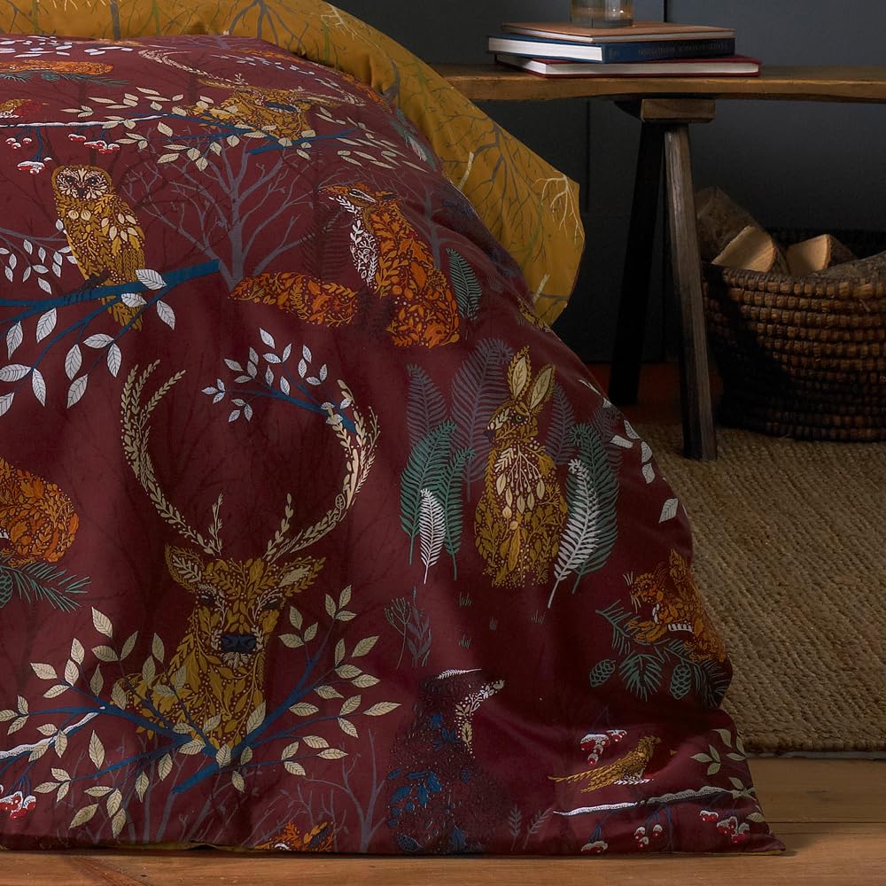 furn. Forest Fauna 3pcs, Super King Duvet Cover Set, Cotton, Polyester, Rust