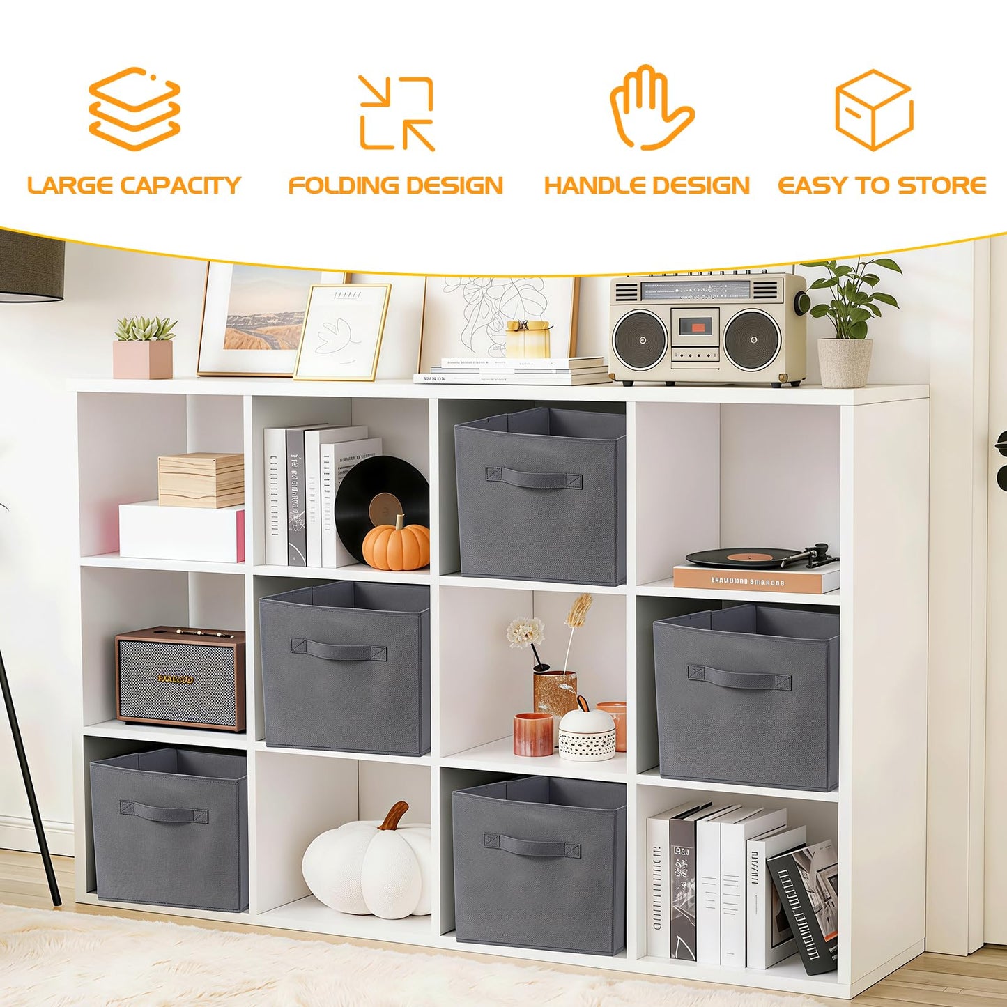 Resszo Cube Storage Boxes Set of 4, 27x27 Cubes with Handles