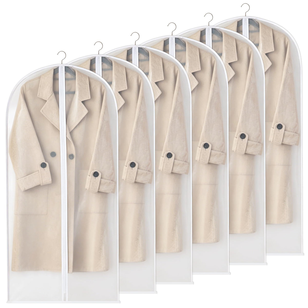 Ipow 6 Pack Garment Bags 60x120cm, 47in PEVA Translucent Suit Covers