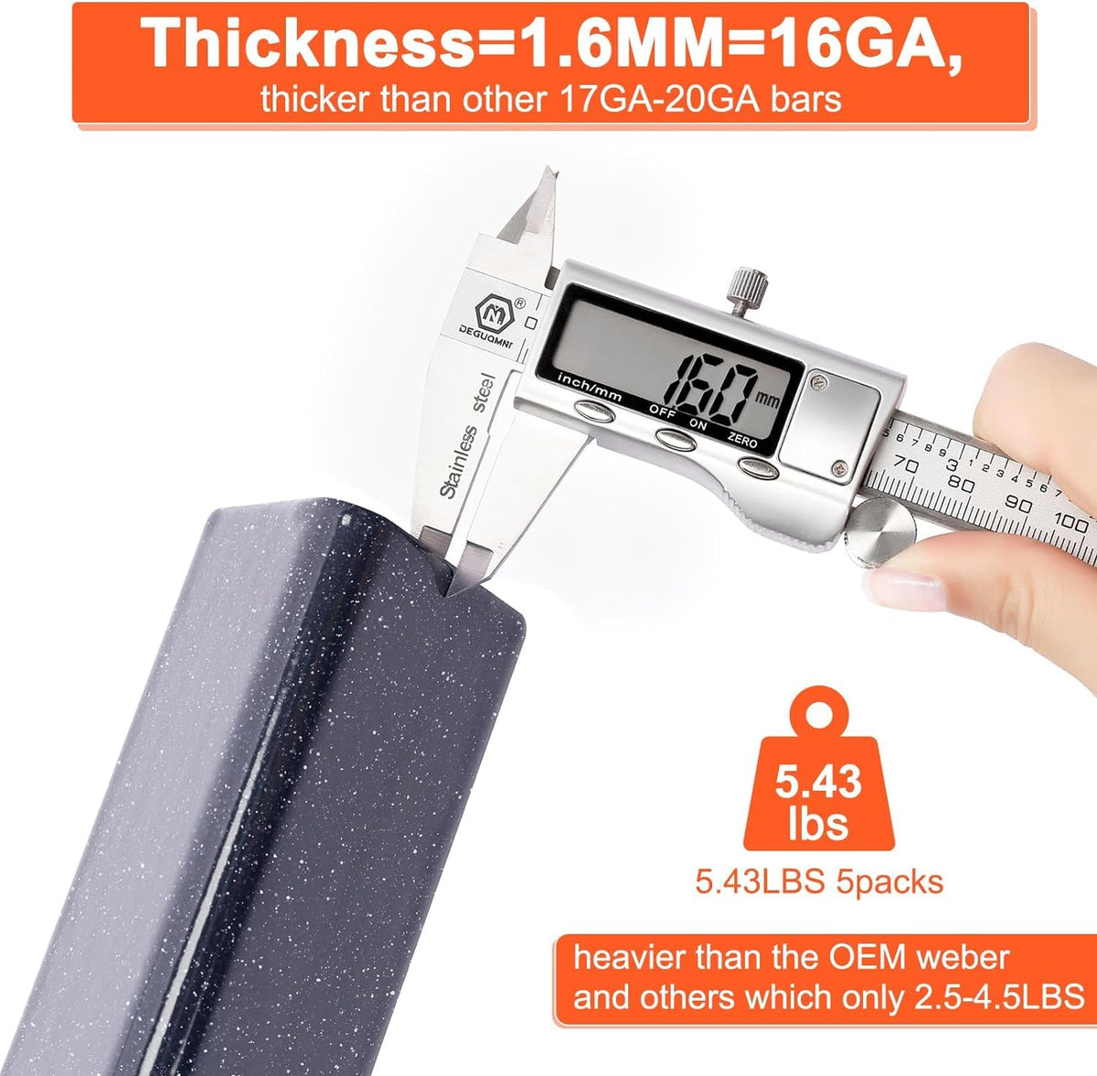 GFTIME 44.5CM Flavorizer Bar for Weber Genesis E/S-310 320 330 with Front Burner Knobs, DOESN'T fit Genesis II E/S-310 340, Porcelain Steel Heat Plate