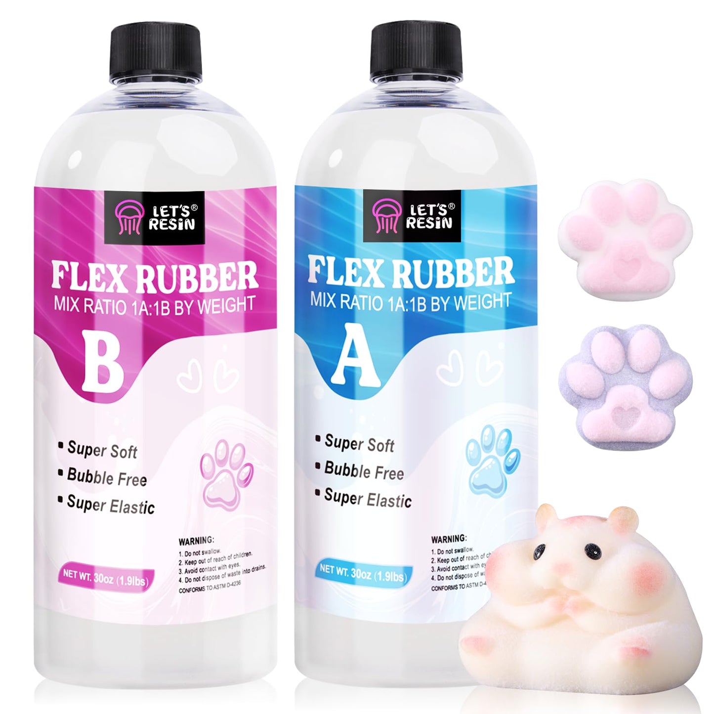 LET'S RESIN Liquid Silicone for Squishy Maker, 60oz Super Soft Silicone Rubber Making Kits -1:1 Ratio by Weight, DIY Decompression Gift