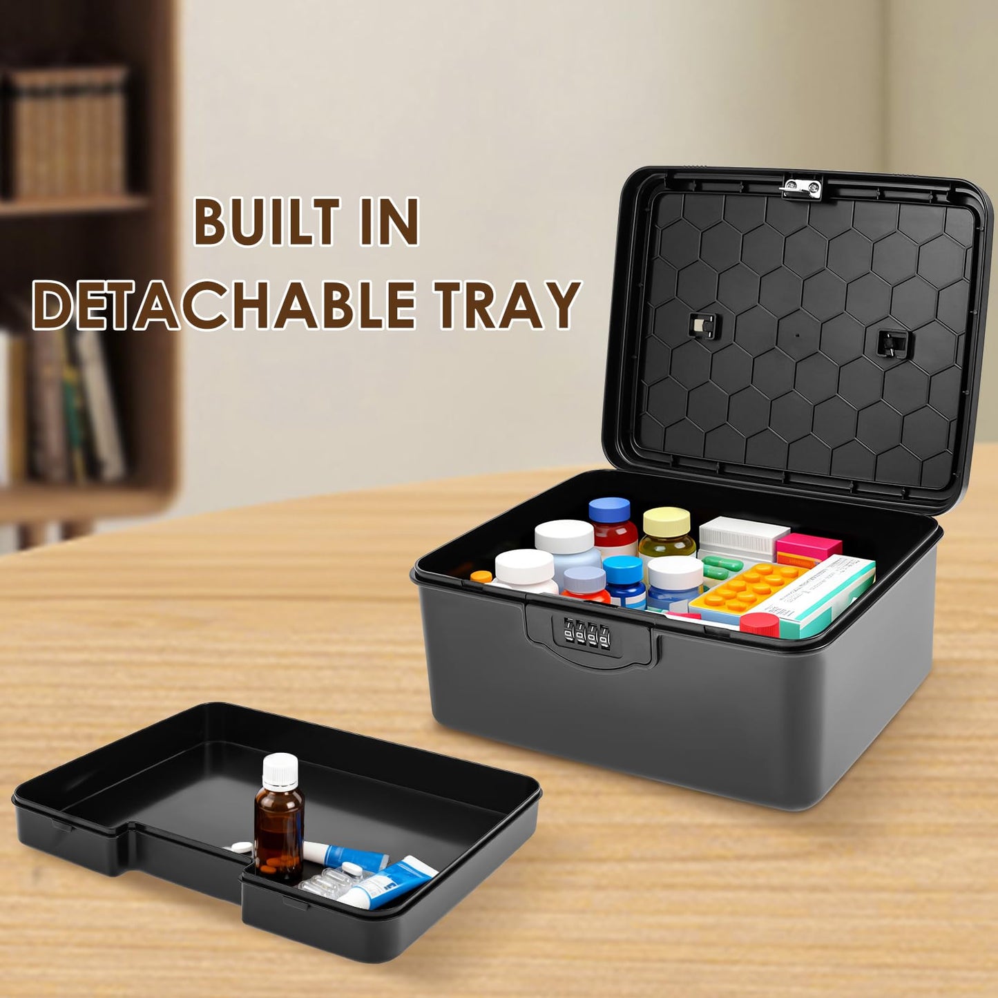 GWCYMYD Locking Storage Container with Code, Large Lockable Medicine Box for Refrigerator