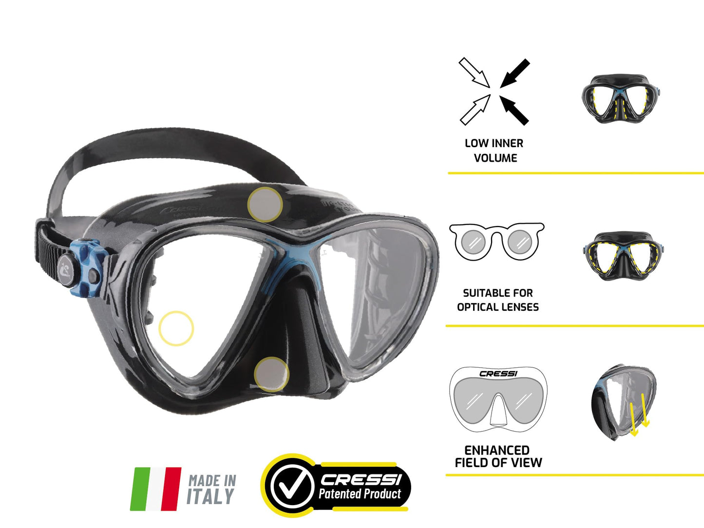 Cressi Big Eyes Evolution Mask & Alpha Ultra Dry Snorkel - Dive Combo Set, One Size, Black/HD Mirrored Lens, Adult Unisex