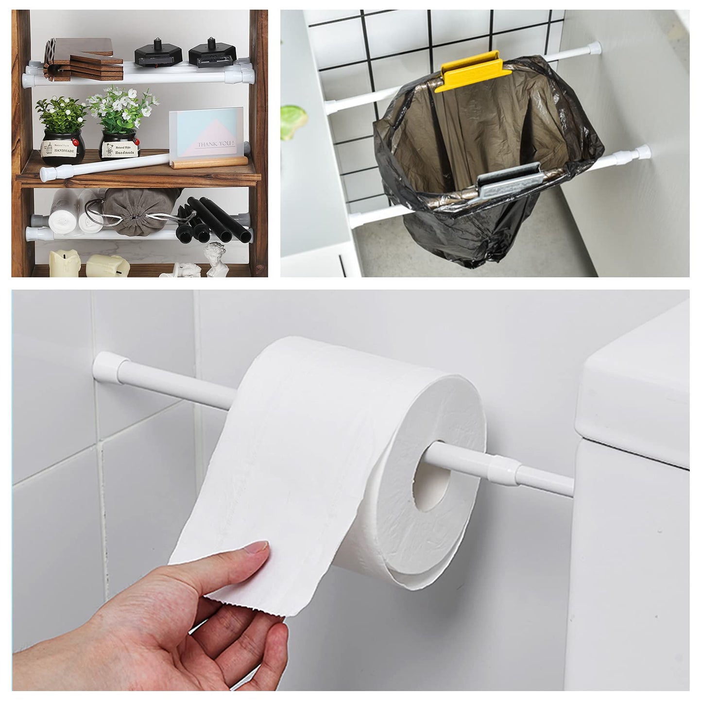 6Pcs Tension Rod, Goowin 25-40cm Tension Rods for Windows, No Drilling Rustproof Spring Adjustable Tension Curtain Rod for Doors, Windows