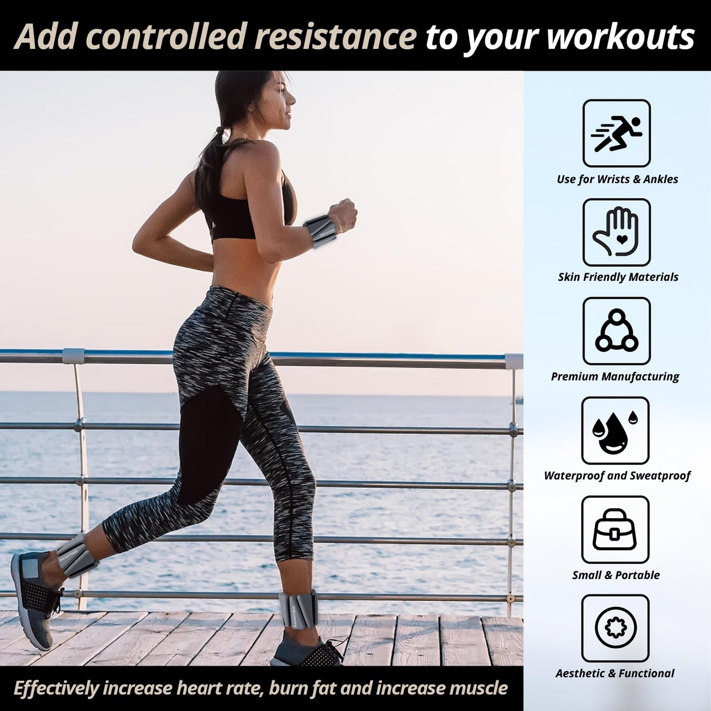 Wrist & Ankle Weights, Adjustable Bands for Women & Men Workouts, Set of 2 (1lb & 2lb each/1kg & 2kg total) Running, Jogging, Yoga, Pilates, Aerobics,