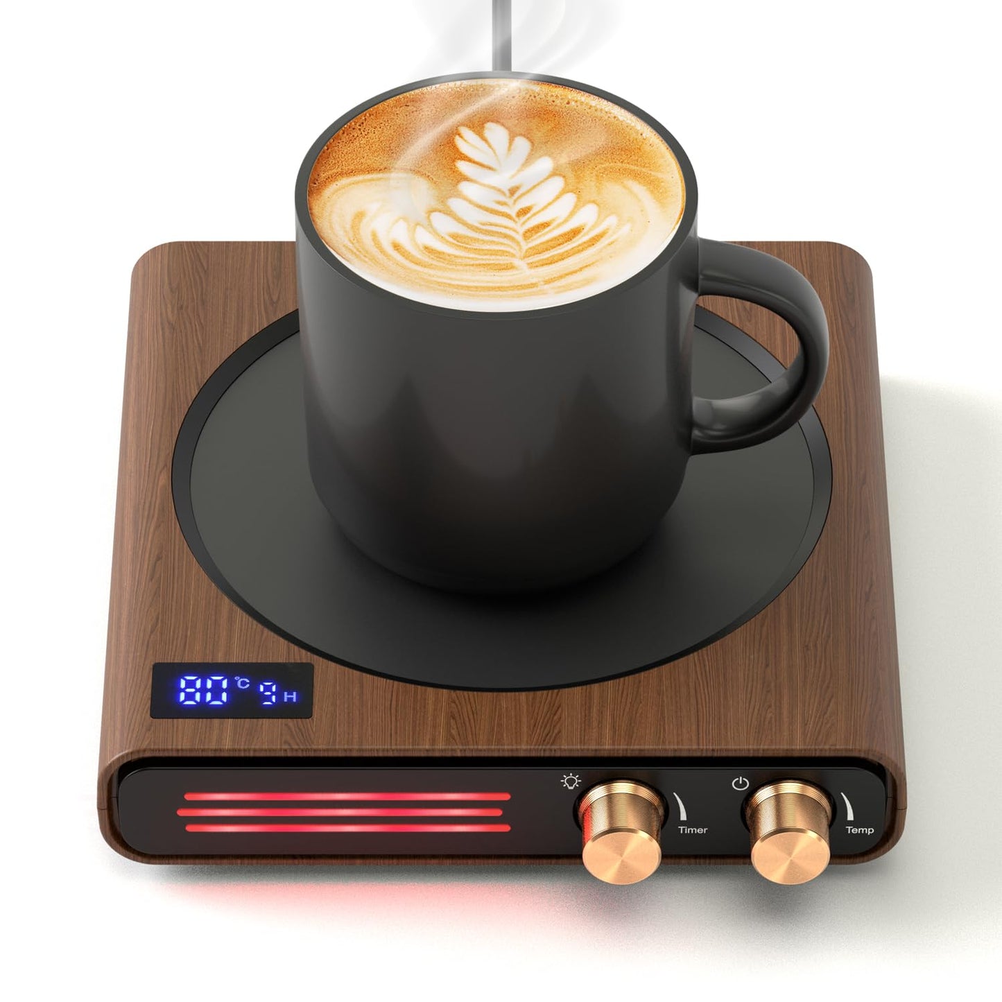 CEROBEAR Mug Warmer, 50W Electric Coffee Mug Warmer for Desk Office, Cup Warmer with 9 Tempreture Settings, 1-9H Timing, 4H Auto Shut Off, Smart