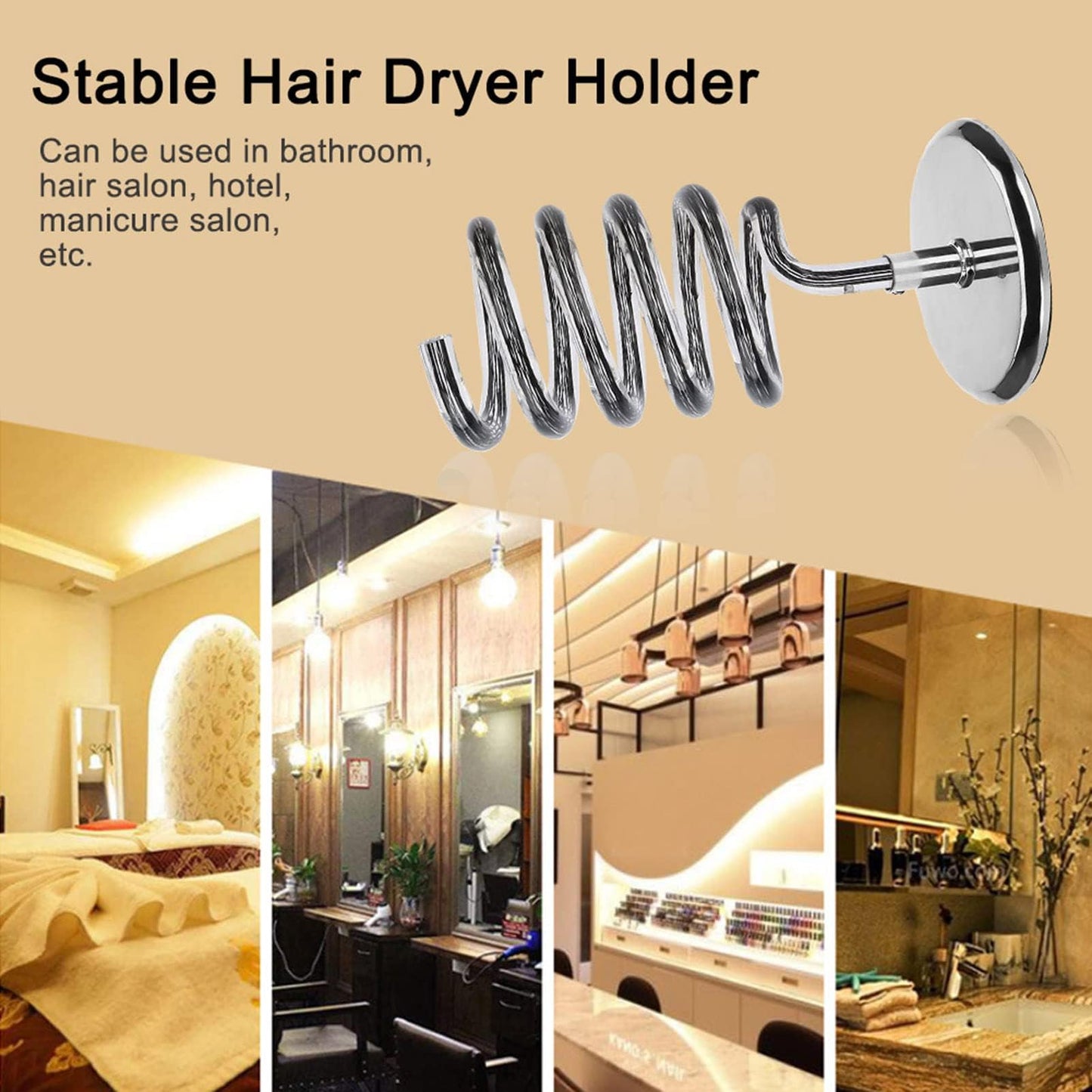 Hair Dryer Holder, Stainless Steel Base Salon Home Desktop Stable Acrylic Hairdryer Station Hair Dryer Holder for Bathroom, Bedroom, Barbershop