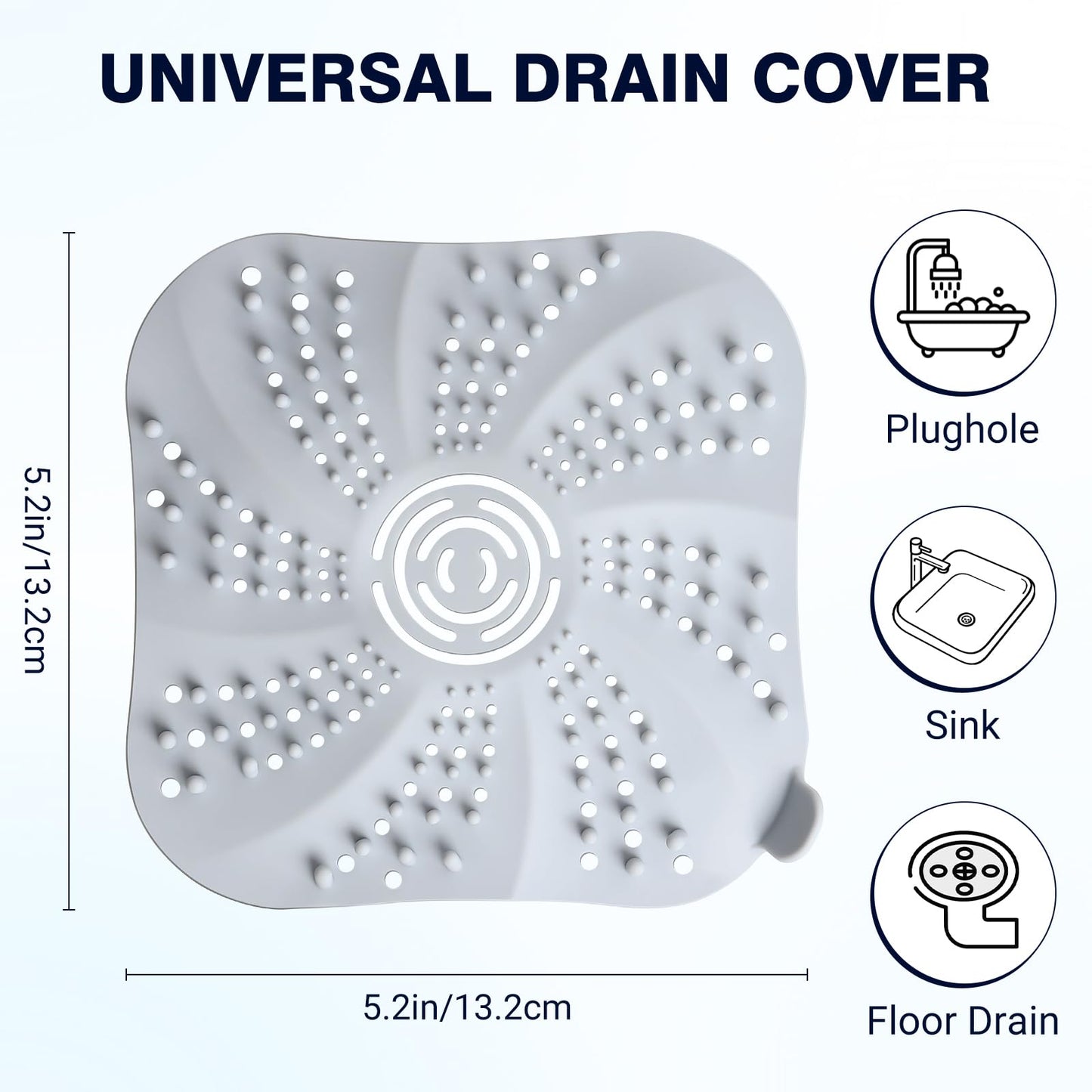 Shower Drain Cover Silicone Shower Drain Hair Catcher with Suction Cups