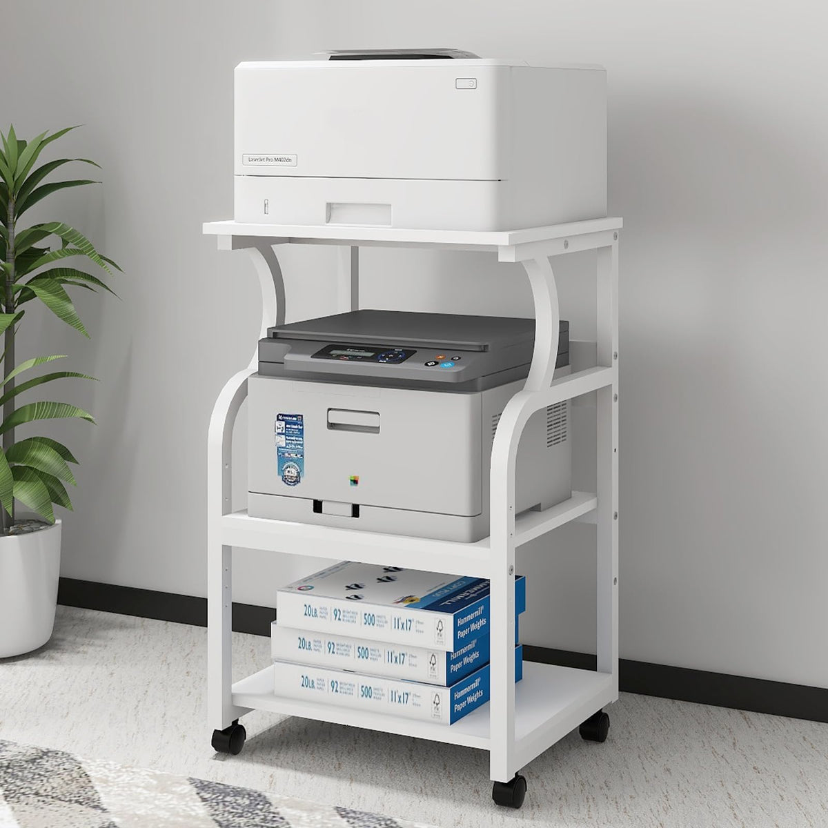 PUNCIA 50x40x73cm Large Printer Stand, Storage Unit with Adjustable Shelf