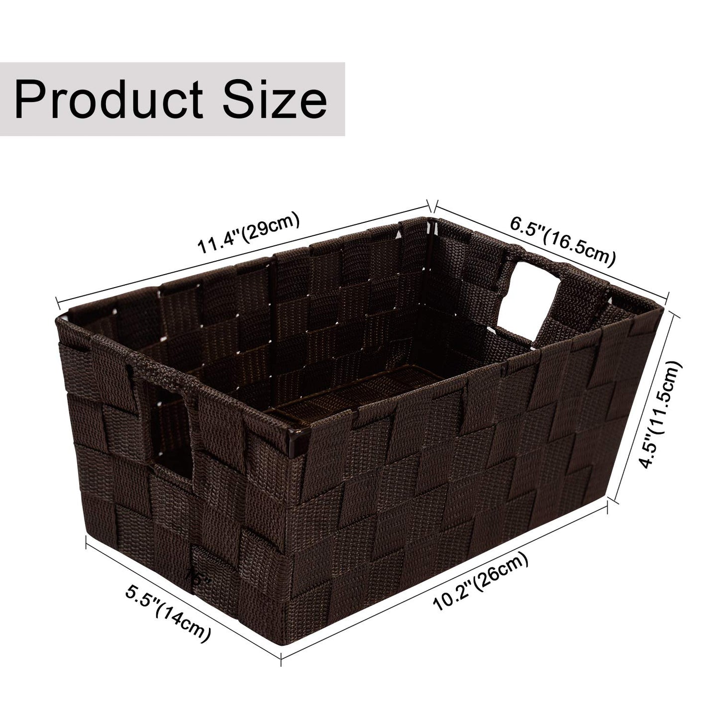 homyfort Woven Small Shelf Storage Tote Basket, Cube Organizer with Built-in Handles for Bedroom, Office, Closet, Clothes, Kids Room