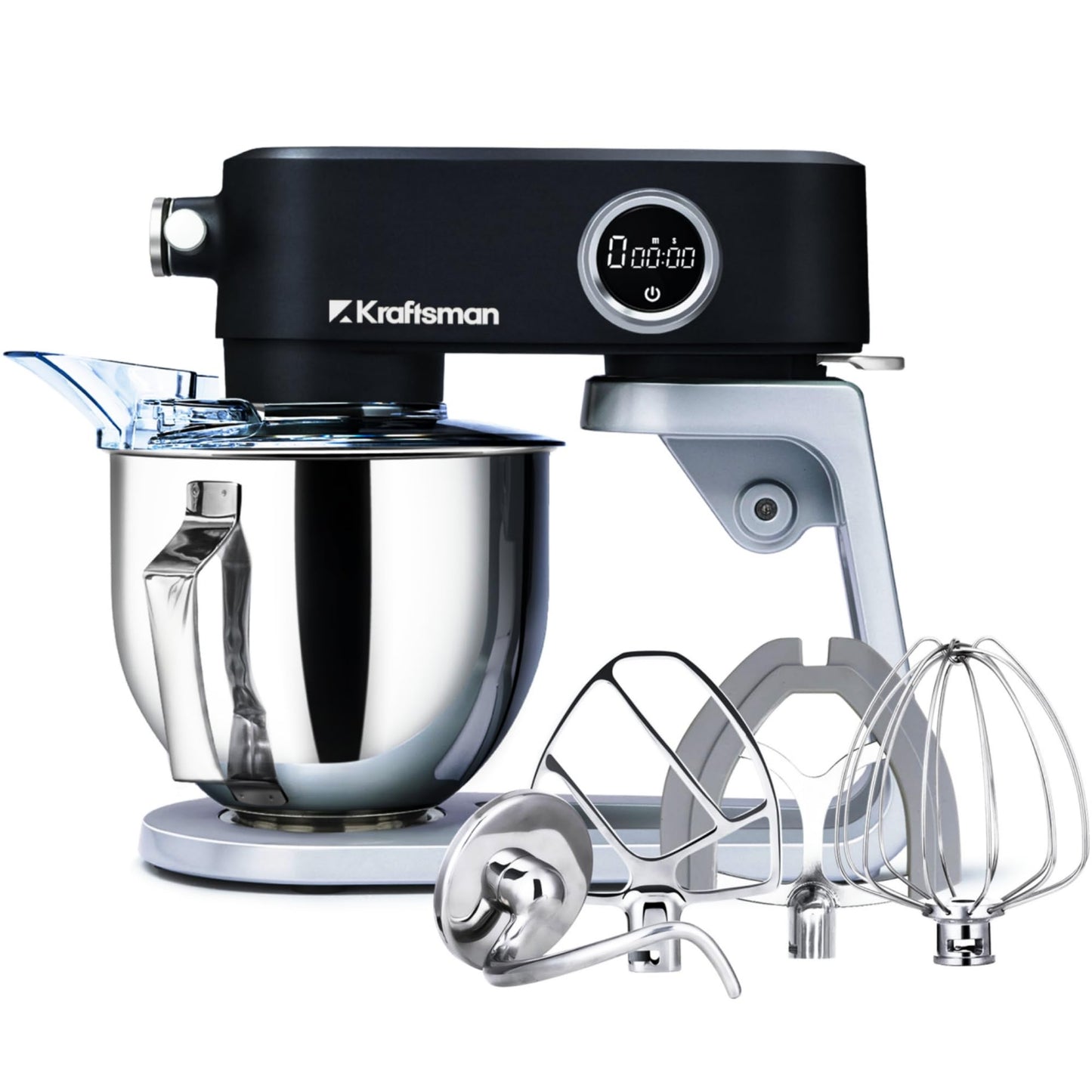 Kraftsman Full Metal Stand Mixer, 5L Kitchen Food Mixer for Baking with Stainless Steel Dough Hook, Whisk, Beater, Flexible Beater, Universal