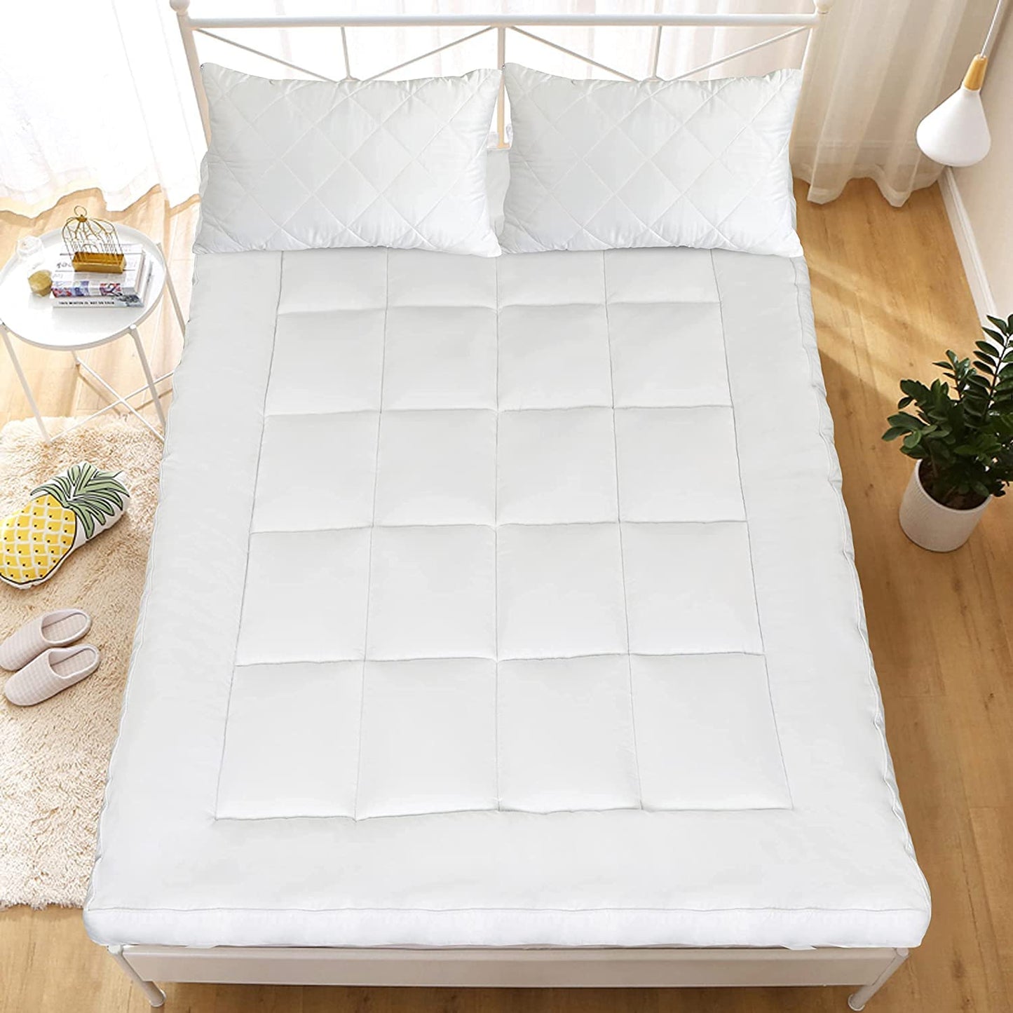 MightySoft Mattress Topper Single (4 Inch/10cm) - Quilted, Extra Deep, Ultra Fluffy & Breathable Microfiber Topper Securely Fits with Elasticated