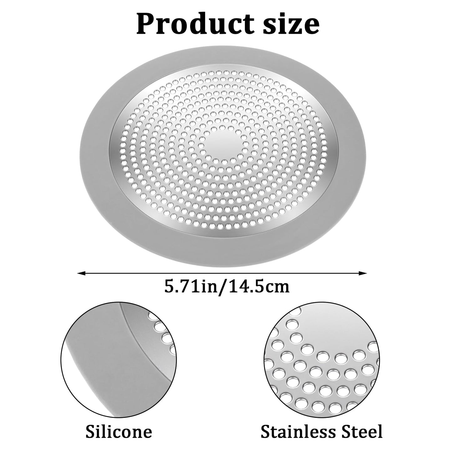 YUXIANLB Shower Hair Drain Catcher, 5.7 inch Shower Drain Cover Universal Round Bathtub Drains Strainers Bathroom Flat Strainer Stopper Wide Rim for