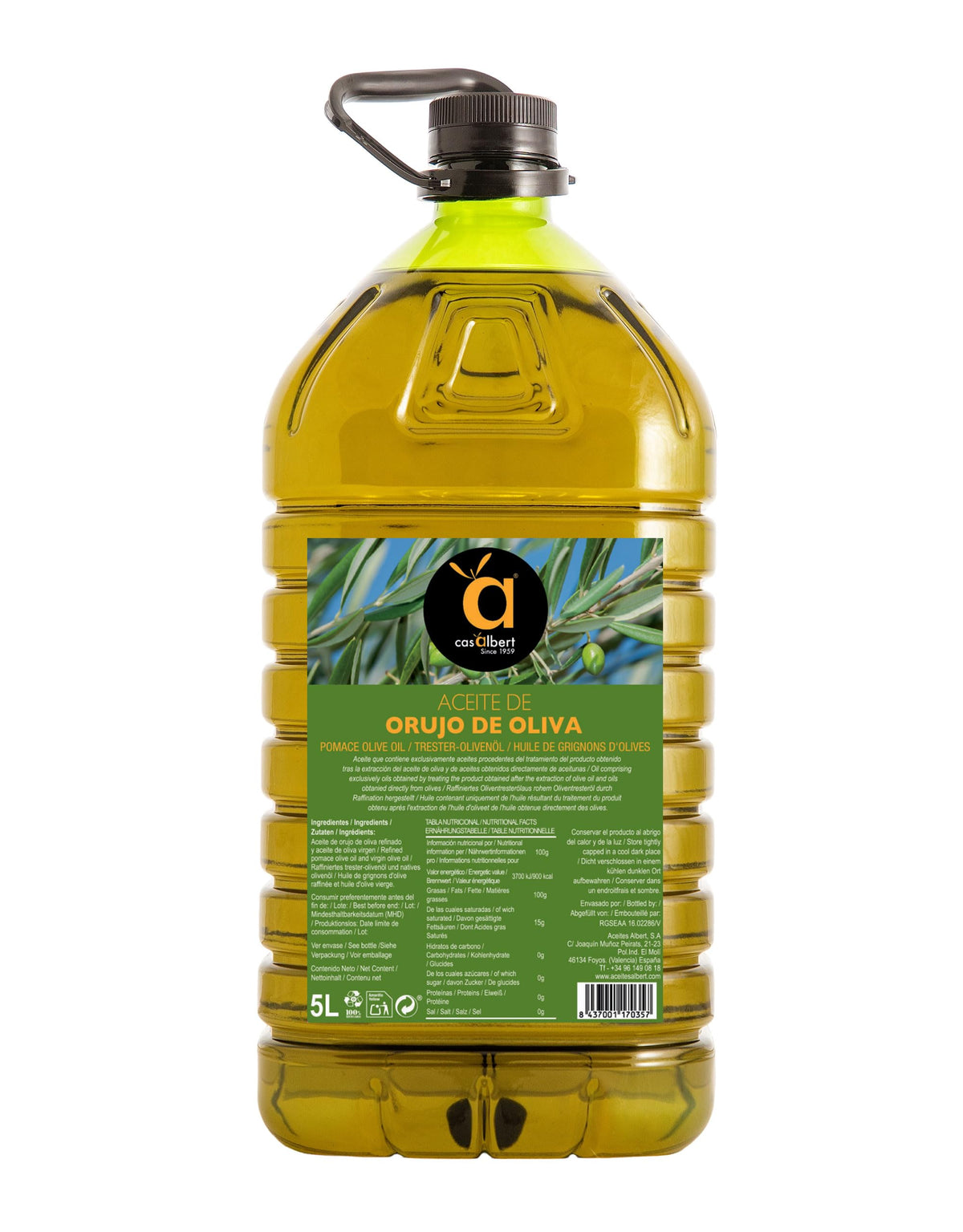 Casalbert 5L Olive Pomace Oil ? Spanish Cooking Oil for Frying, Roasting & Baking