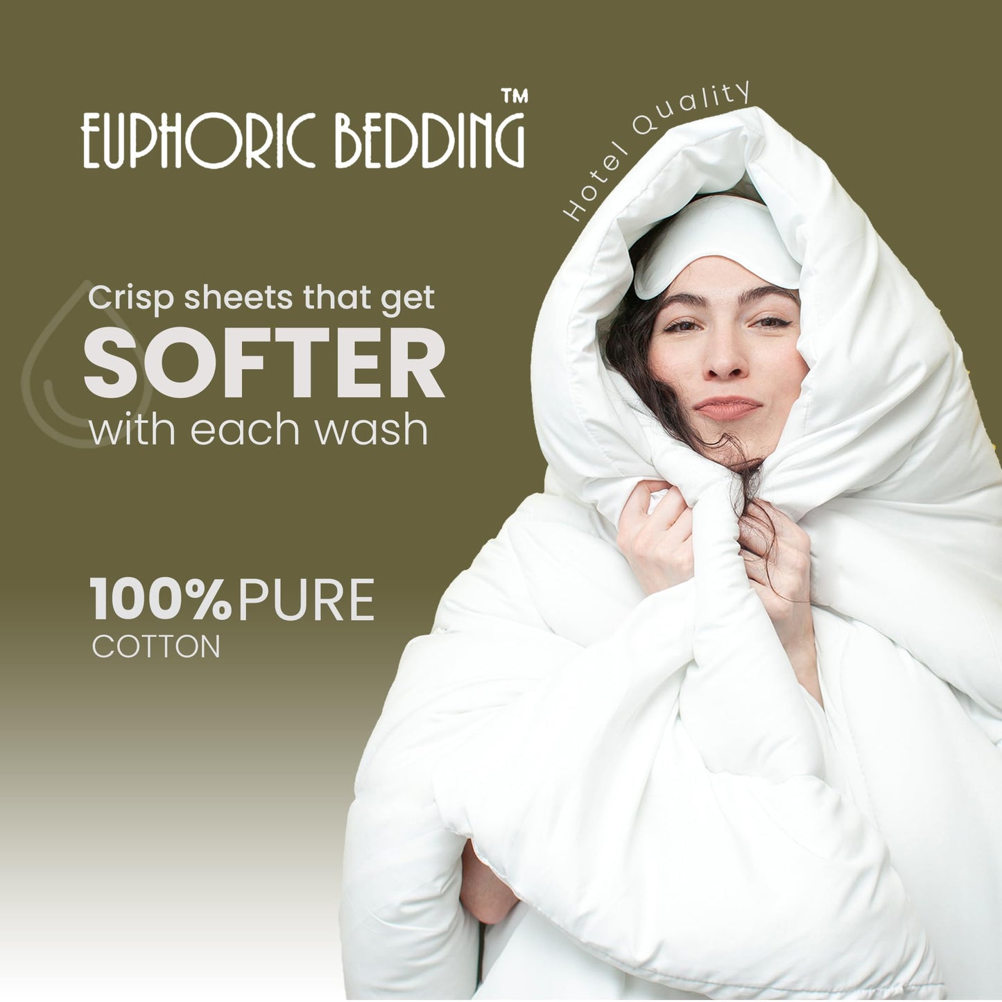 Euphoric Gifts WHITE 100% Pure Cotton (Egyptian Cotton) DOUBLE Duvet Cover Bed Set - includes duvet cover, fitted sheet & pillowcases