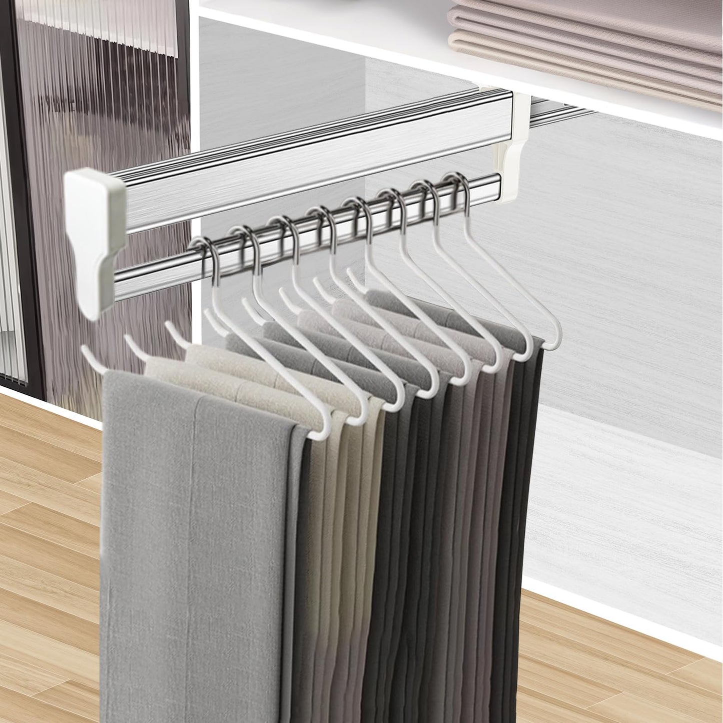 MAFAGE Pull Out Clothes Rail, Adjustable Wardrobe Rail Hanger Rack 397mm
