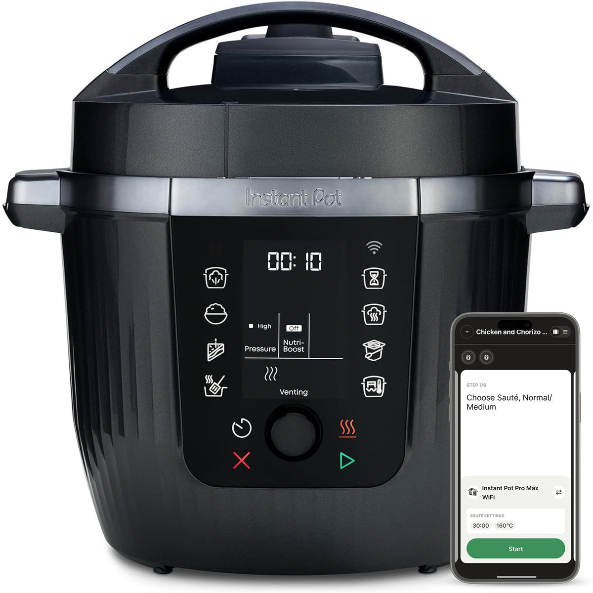 Instant Pot Pro 10-in-1 Electric Multi-Cooker 5.7L - Black, Pressure Cooker, Slow Cooker, Rice Cooker, Saut? Pan, Yoghurt Maker, Food Warmer, Steamer