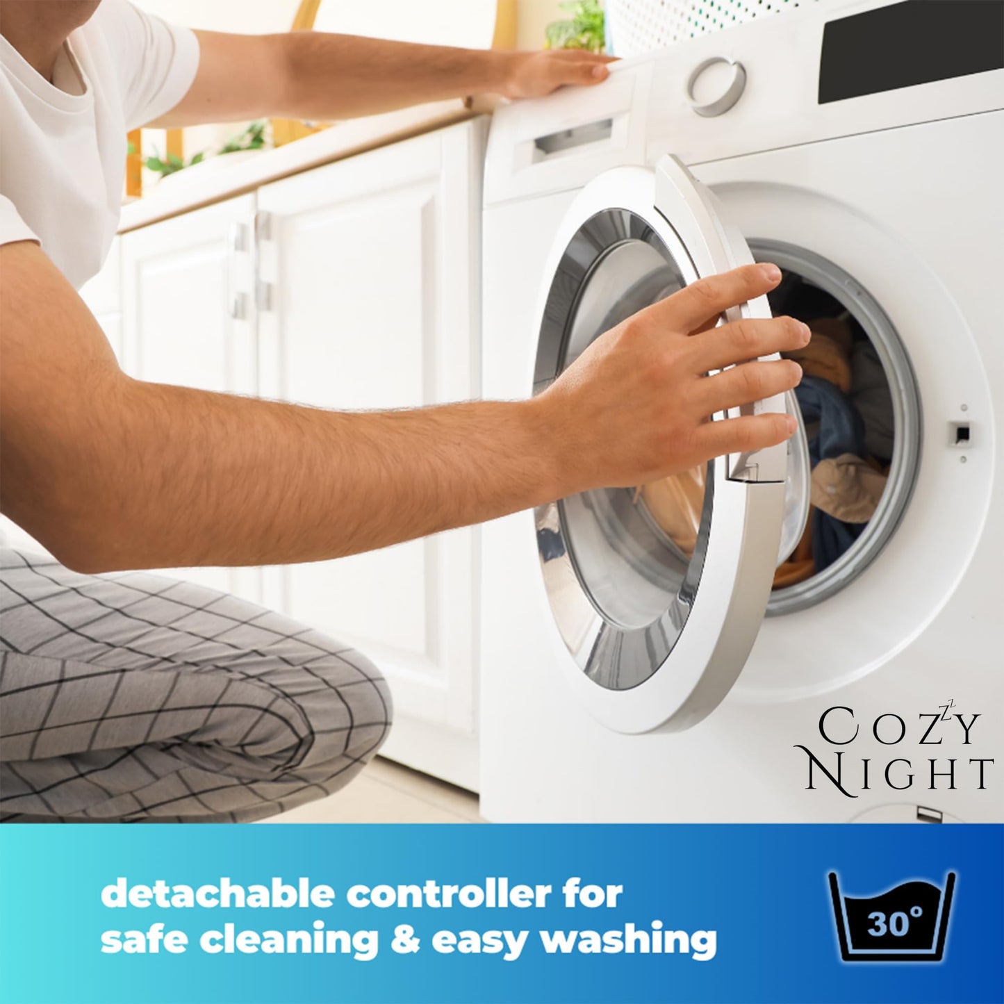 Cozy Night Double Electric Blanket, Size 140 x 192cm, Soft Fitted Underblanket Mattress Cover, Quick Fit Corner Straps, 3 x Heat Settings, Dual