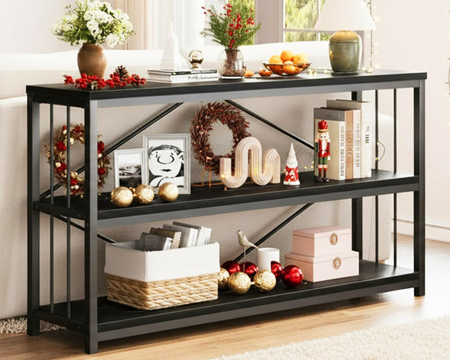 LVB Console Table Sofa Table Entryway Tables with Storage 140cm Black Oak