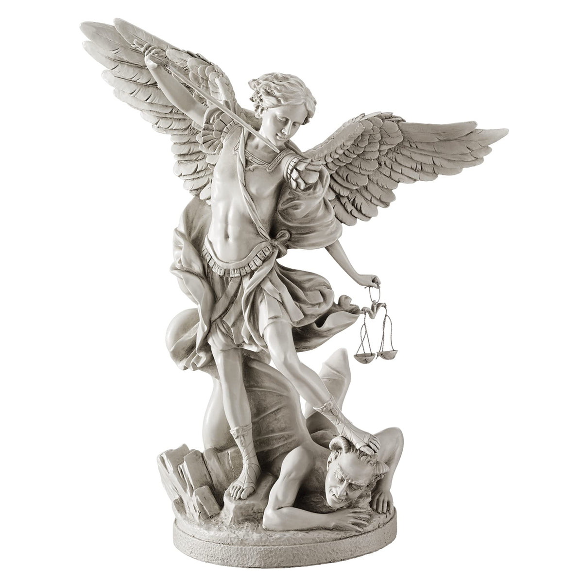 Design Toscano EU1850 St. Michael the Archangel Religious Statue, Gallery, 43 cm, Polyresin, Antique Stone,White
