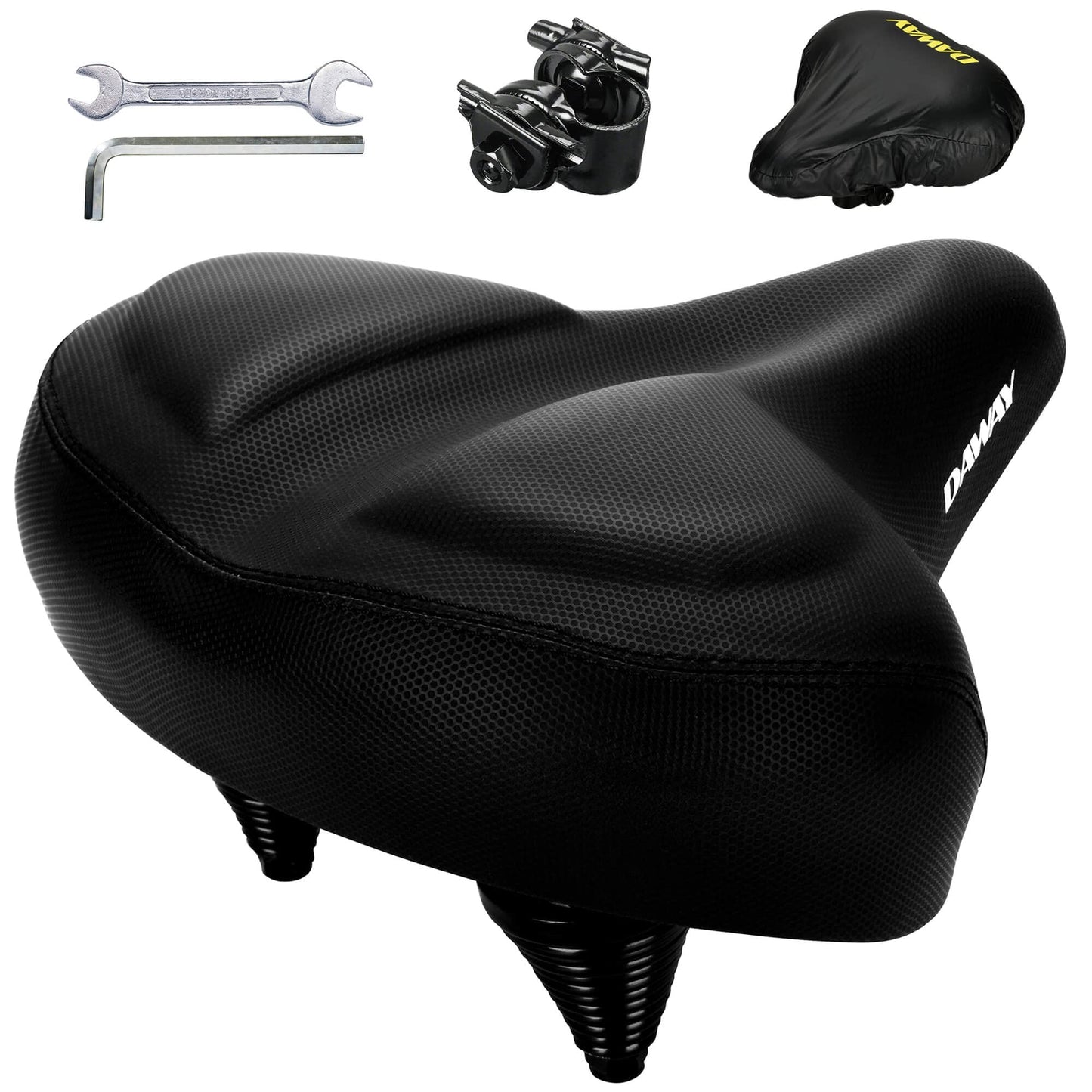 DAWAY C40 Ultra-Comfortable Oversized Bike Seat - Memory Foam Padded, Extra Wide Soft Bicycle Saddle for Men Women Seniors - Fit for Peloton, Cruiser,
