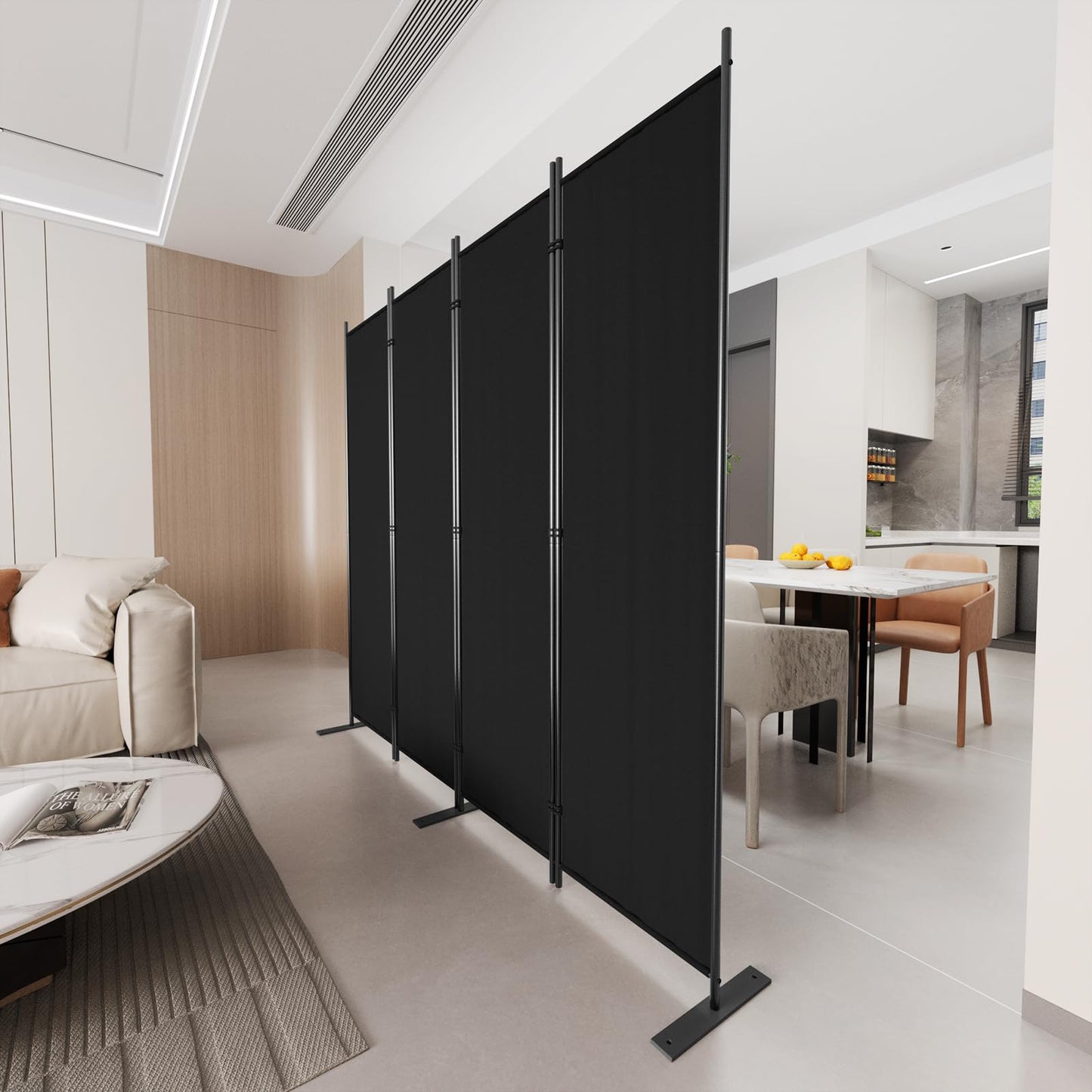 C-Hopetree 4 Panels Room Divider, 180cm Tall Indoor Folding Privacy Screen, Portable Partition Separator, Freestanding Separation Temporary Wall for