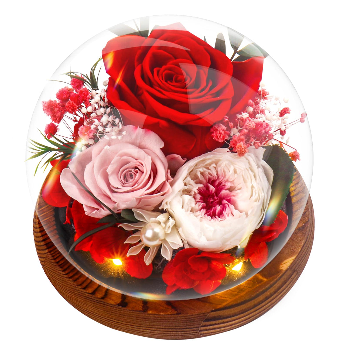 Gifts for Mother, Preserved Eternal Rose in Glass Dome, Real Flowers Gifts for Women, Forever Love Gifts for Mum Wife Girlfriend, Birthday for Her,