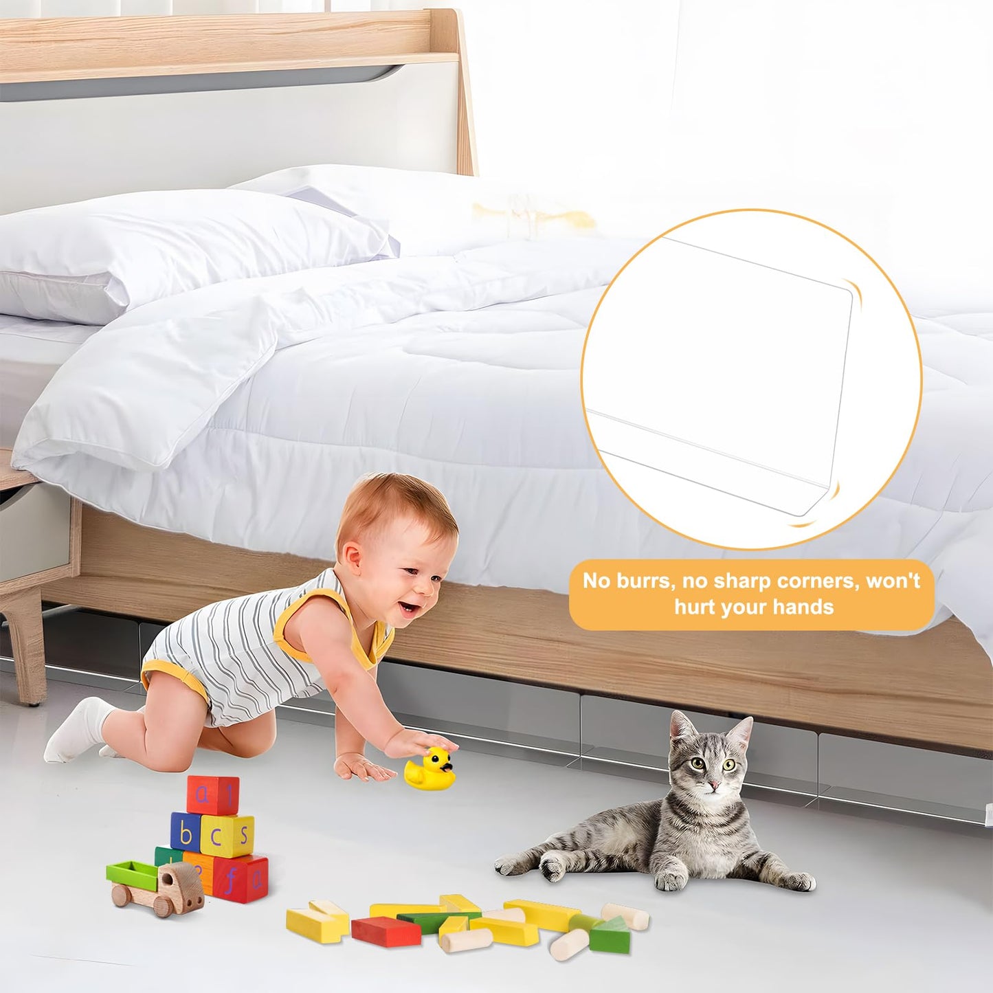 DBREAKS Blocker Toys Sofa, 10 Blocks Toys for Furniture 40 x 8 x 4 cm, Transparent Sofa Blocker with Adhesive Tape, Adjustable Hollow Bumper for Sofa