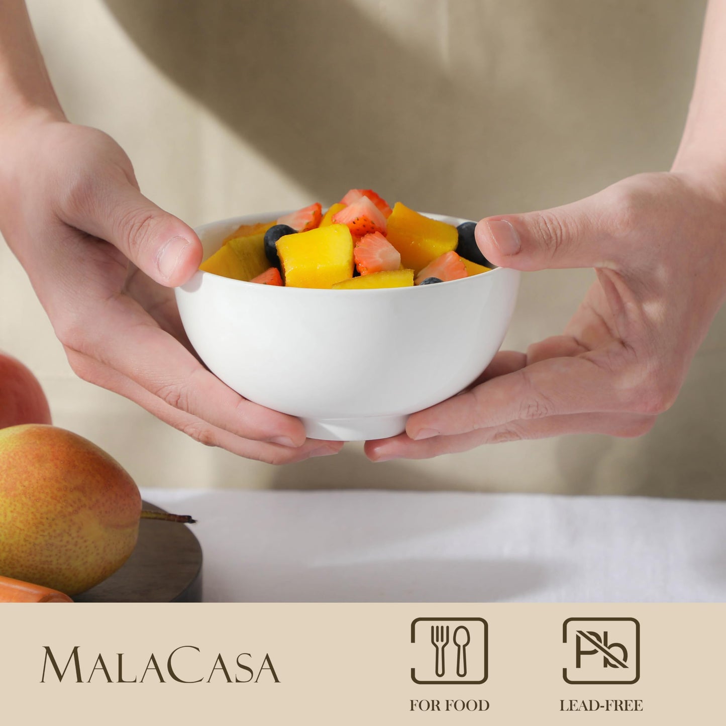 MALACASA Cereal Bowl, 450ml Soup Bowl Set of 8 Small Porcelain Bowls for Cereal/Soup/Rice/Desserts/Ice Cream/Breakfasts, Dishwasher & Microwave Safe,