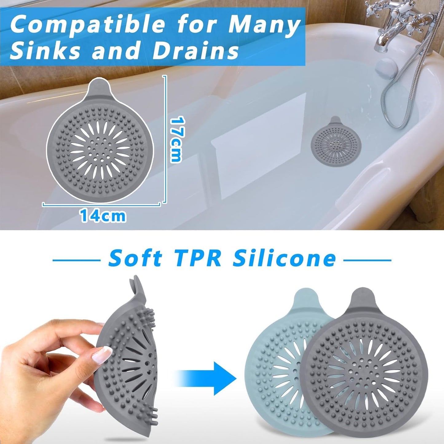 Alyvisun 2Pcs Silicone Shower Hair Catcher with Suction Cup