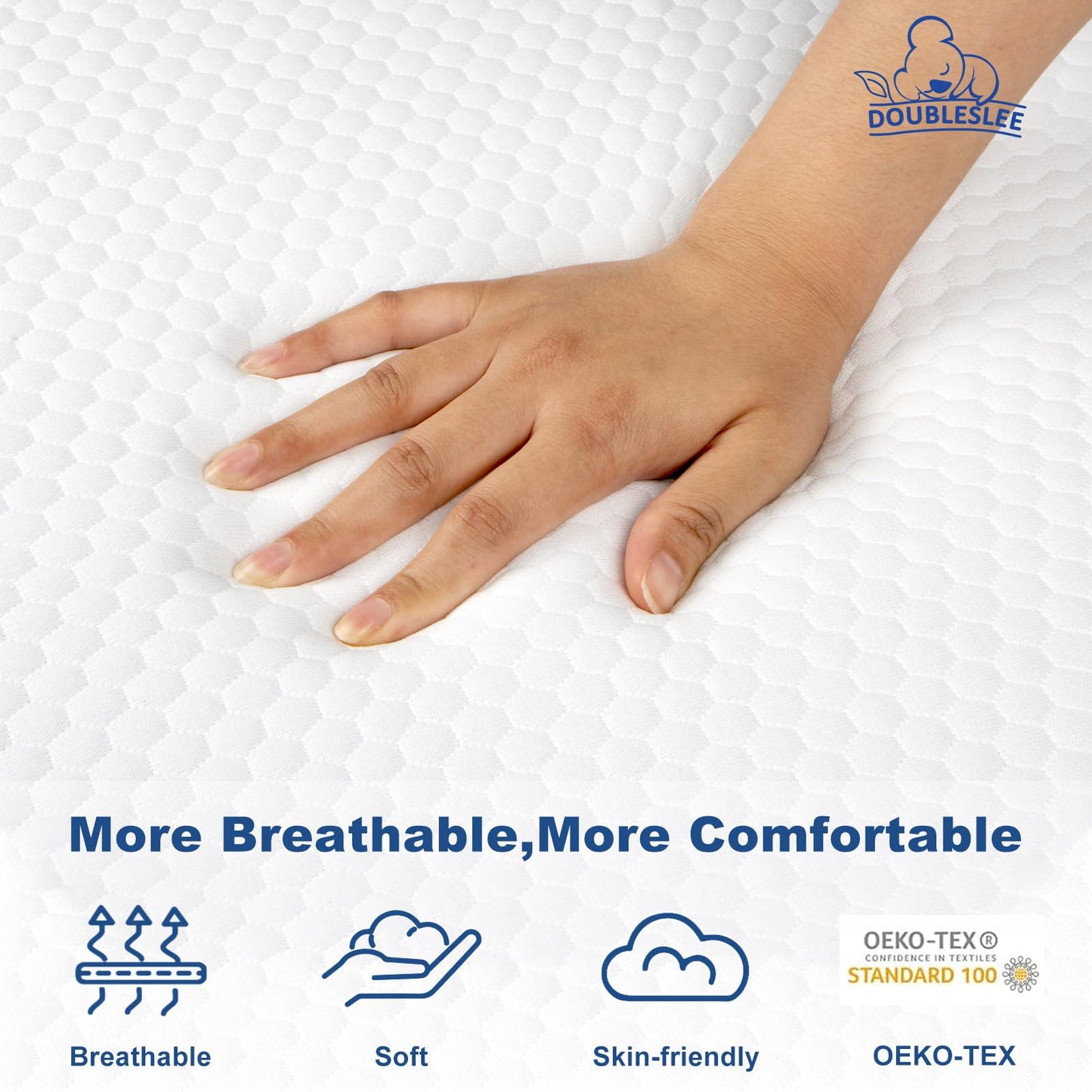 Doubleslee Memory Foam Mattress Double, Medium Firm Feel, 135x190x20cm
