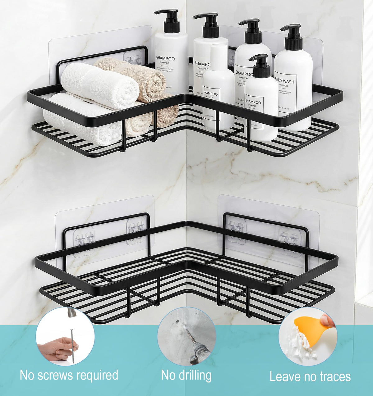 FRCTLNKG Shower Caddy Adhesive Replacement, 6 Pack, for Shelves