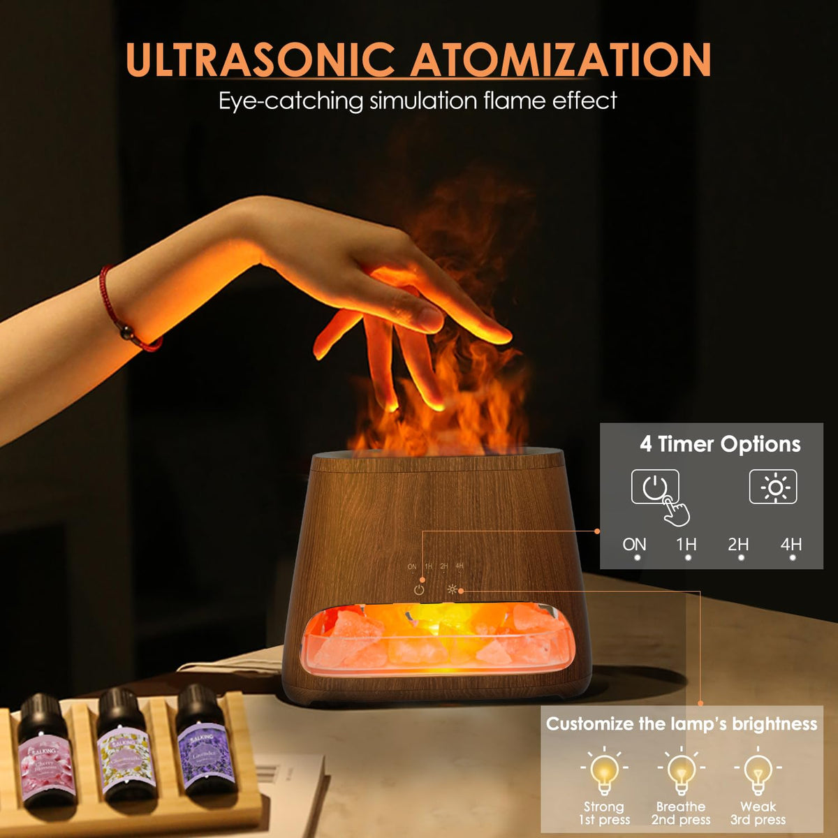 SALKING 2-in-1 Himalayan Salt Lamp Diffuser, Ultrasonic Aromatherapy Diffuser, Aromatherapy & Himalayan Salt Therapy, 100% Pure Himalayan Salt,