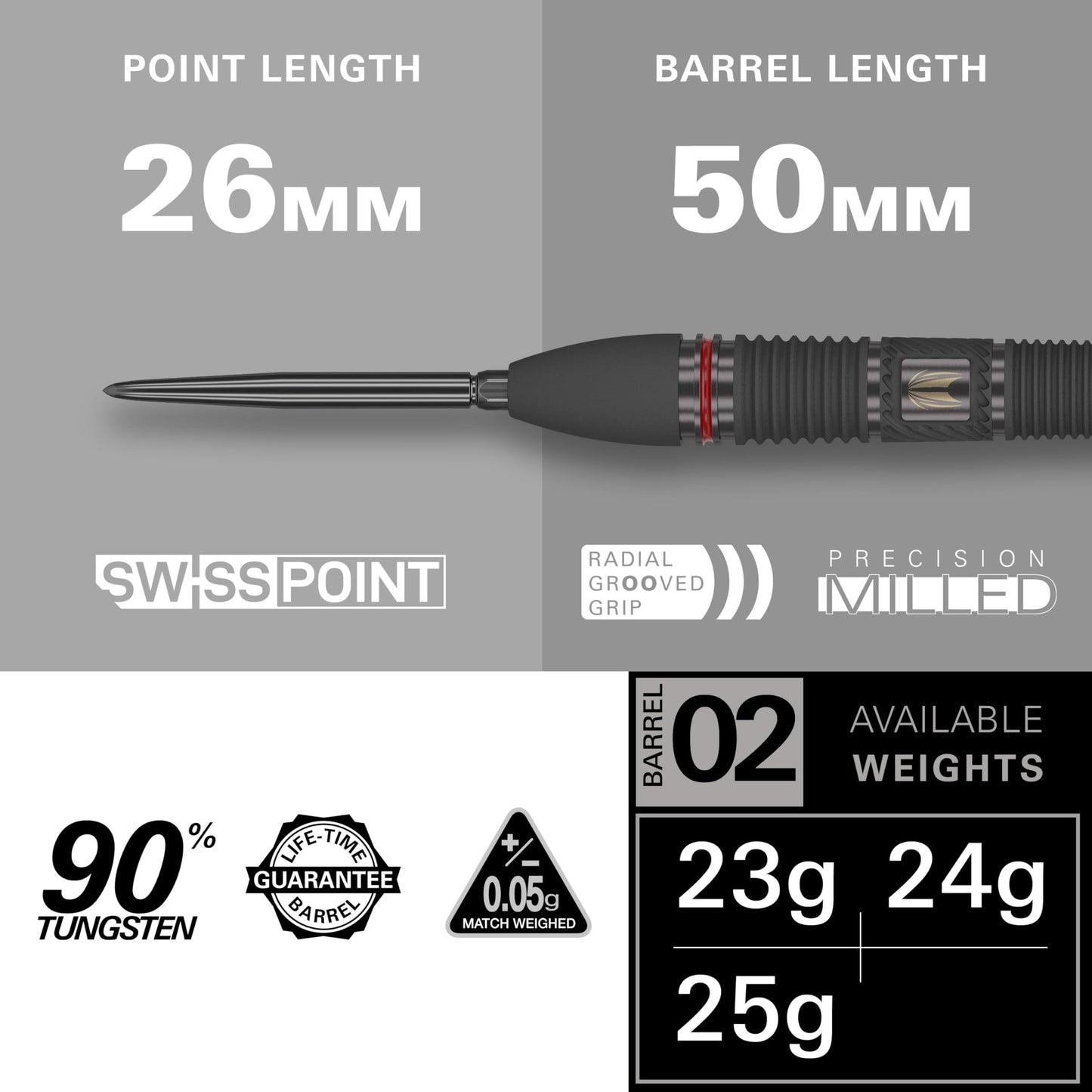 TARGET Darts Scope Steel Tip Swiss Point Darts, 90% Tungsten Dart Set, Barrel 02-24G | Steel Tip Dart Sets, Red & Black Darts, Professional Dart Set