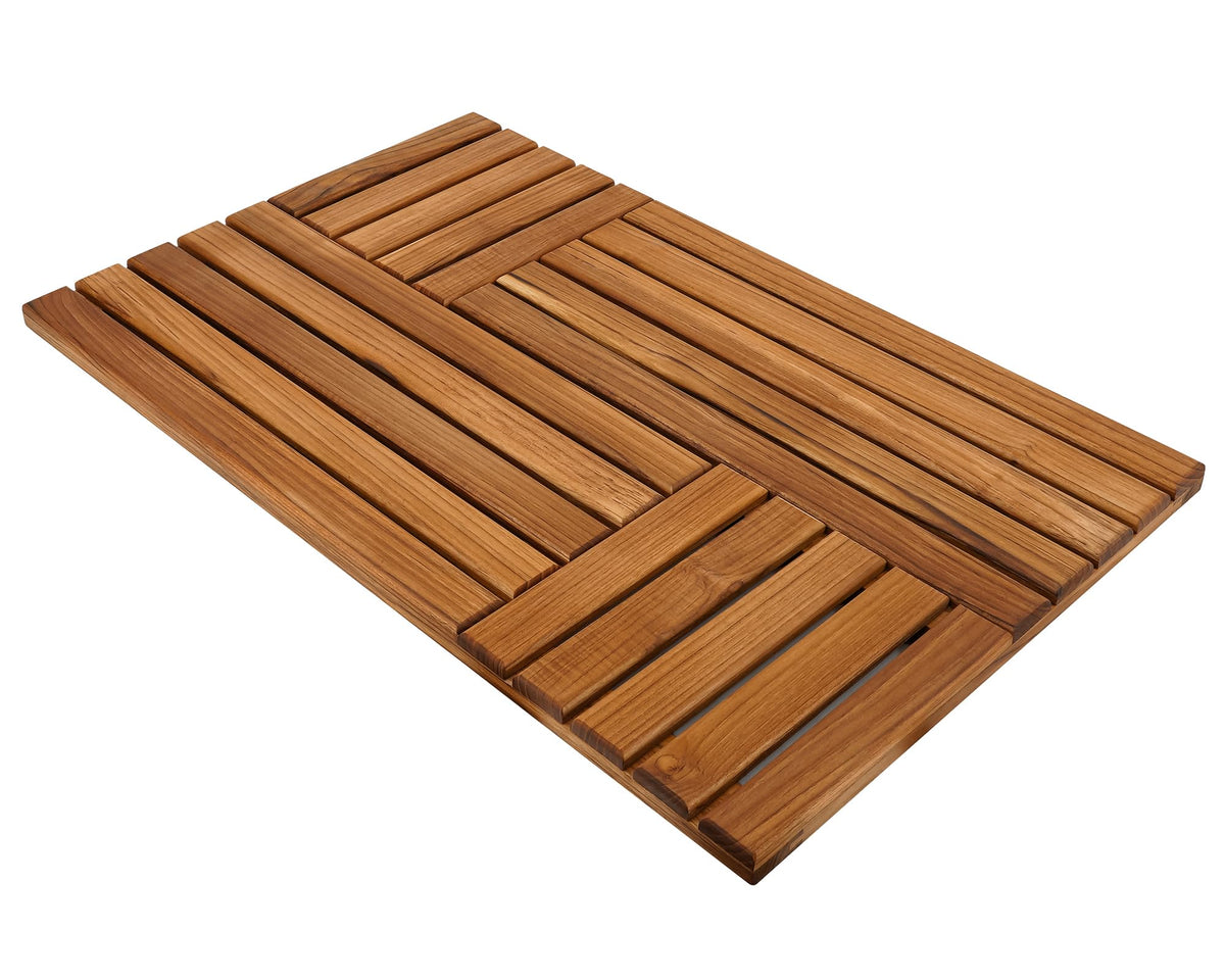 Utoplike Teak Wood Bath Mat, Large Wooden Shower Mat for Bathroom, Non Slip Wood Floor Sturdy Mat for Inside Shower Luxury Spa Home or Outdoor