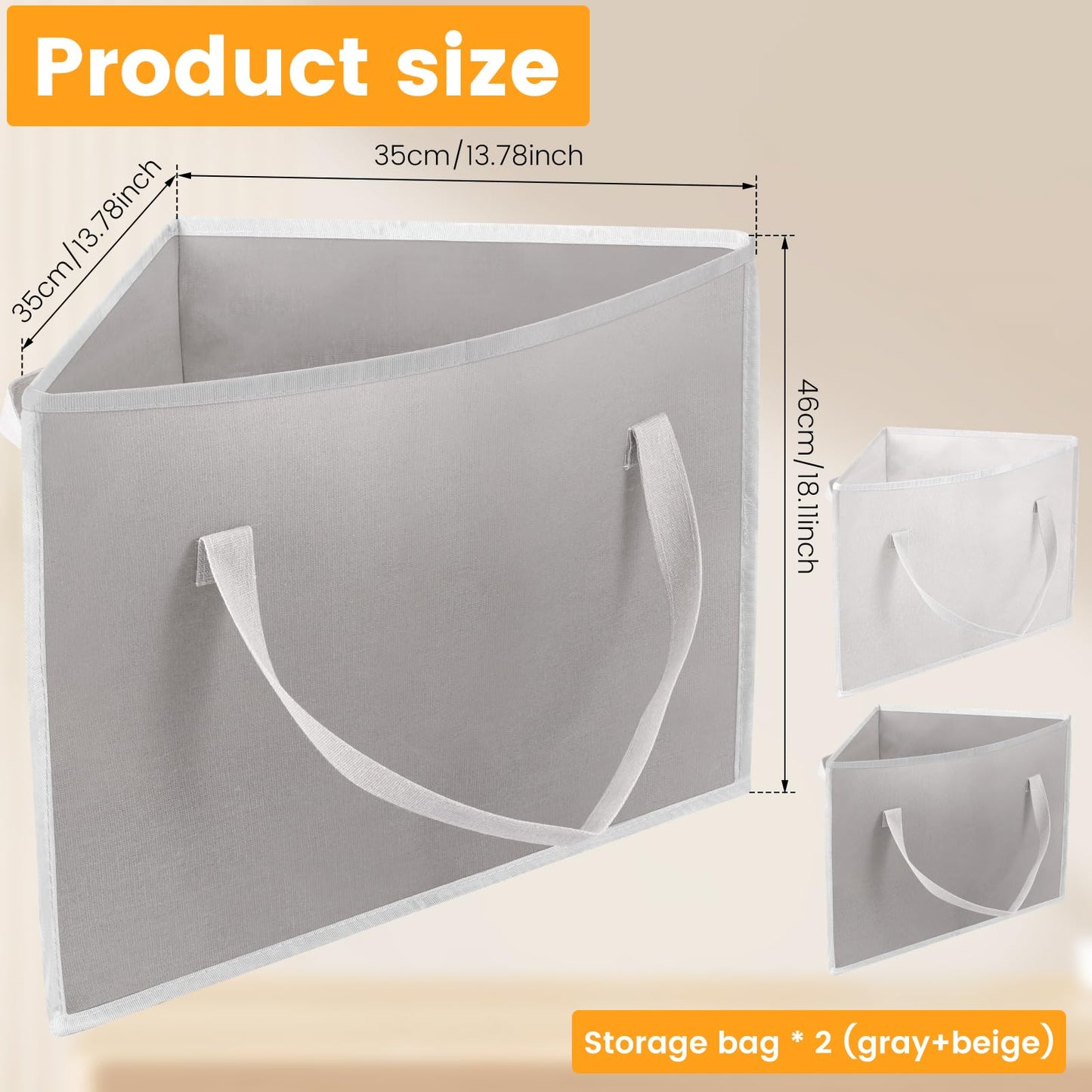 Gatphy 2Pcs Triangle/Square Clothes Hanger Organizer Bags with Handles, Canvas Material, Space Saving Clothes Hanger Storage Bag for Laundry Rooms