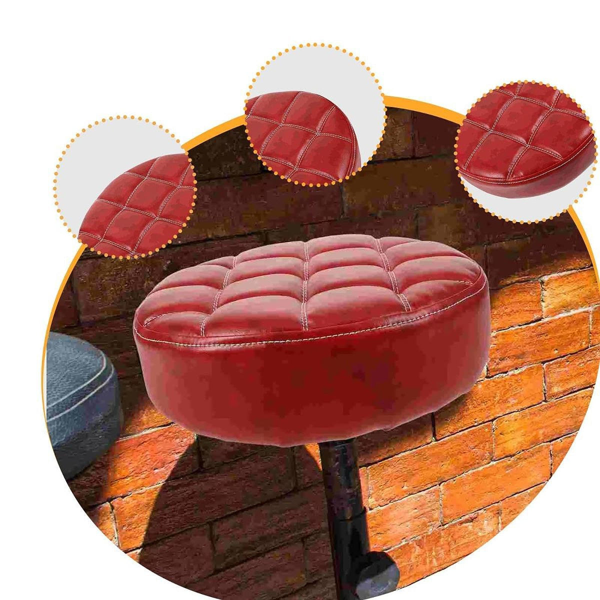 HGZLQKD Round Seat Cushion for Bar Stool Heavy Duty Seat Top Easily Installation,Bar Stool Chair Accessory,Replacement (Red)